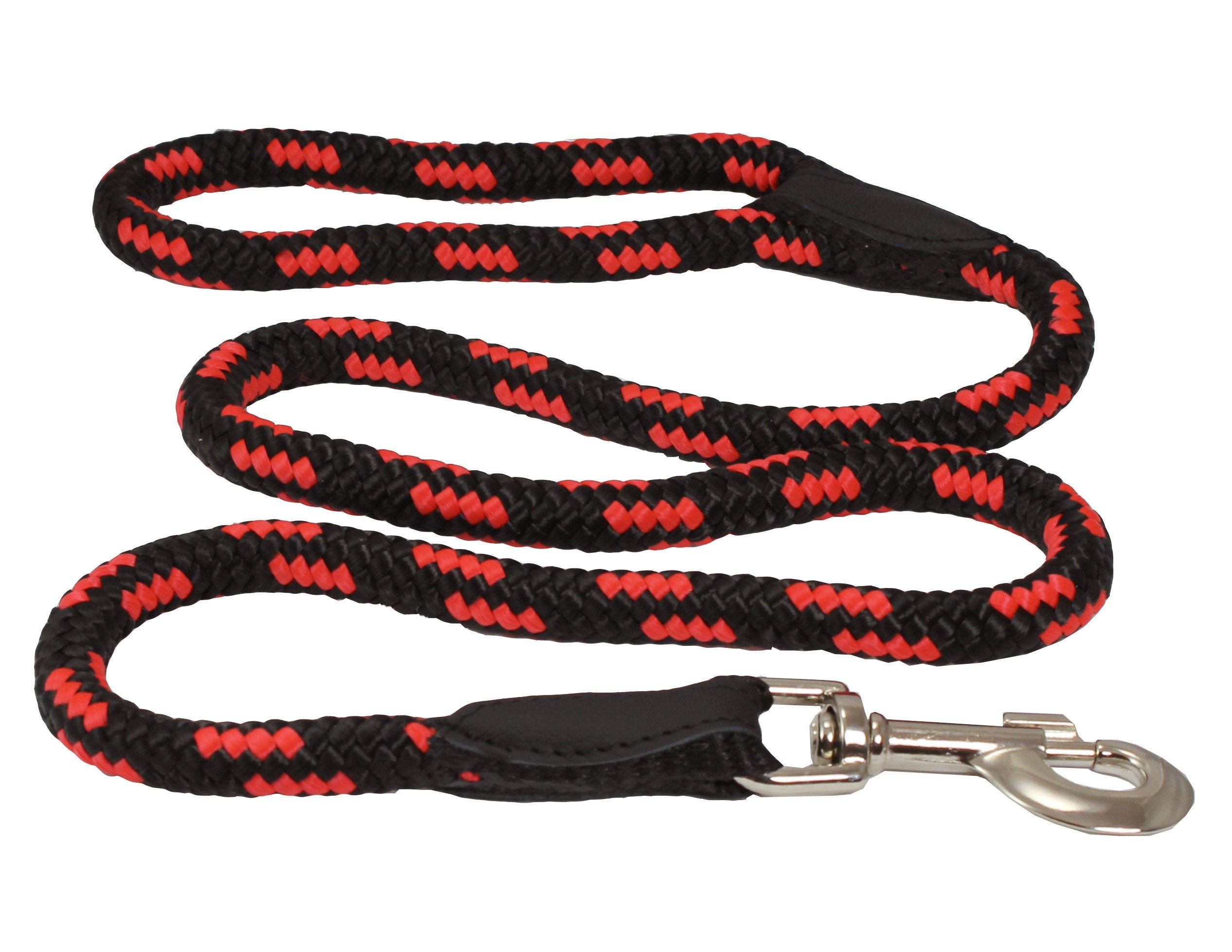 Dogs My Love 6Ft Long Braided Rope Dog Leash Red With Black 6 Sizes (Large: 6Ft Long; 1/2' Diam (12Mm))