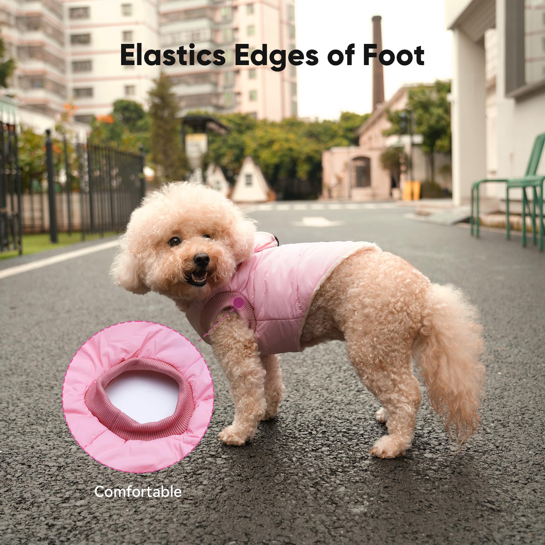 Vecomfy Fleece Lining Dog Hoodie With Harness Built In,Extra Warm Small Dog Jacket In Winter Puppy Coats With Hooded,Light Pink S