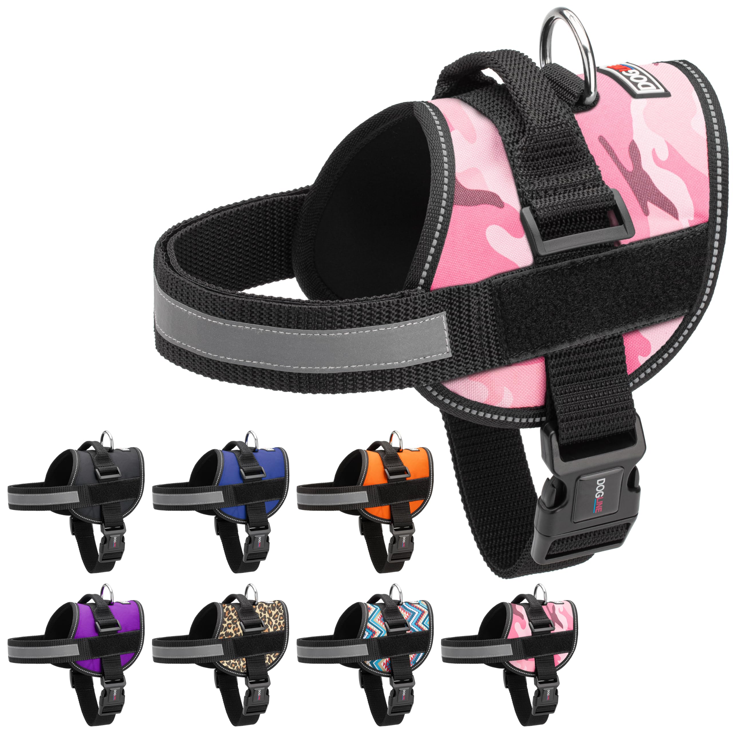 Dogline Dog Harness, Reflective No-Pull Adjustable Vest with Handle, Breathable No-Choke Harness for Small, Medium or Large Dogs
