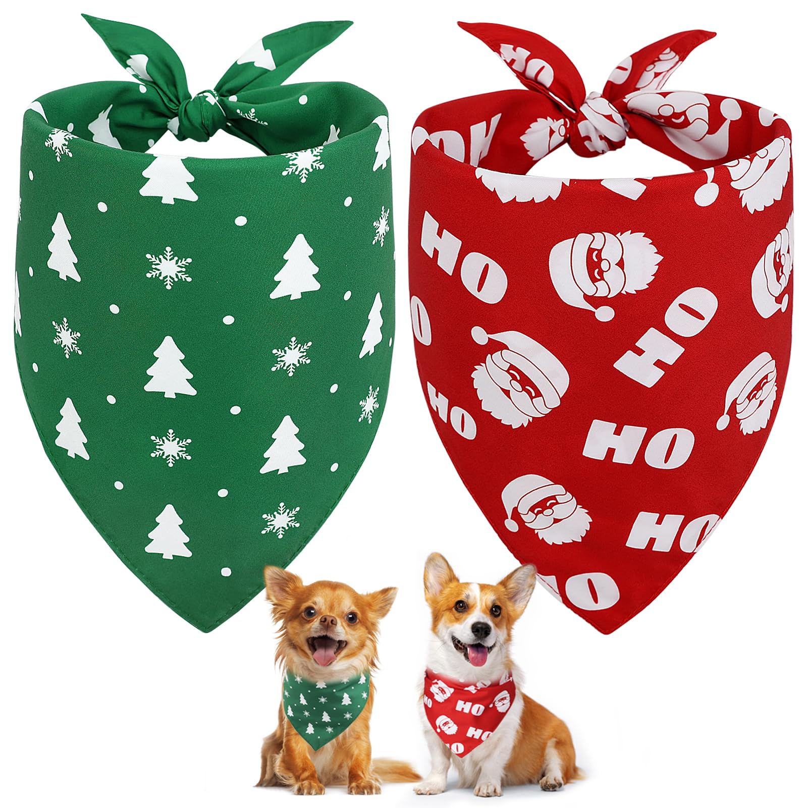 Vivifying Dog Christmas Bandana, 2 Pack Santa Claus And Christmas Tree Dog Scarves For Small Pets And Large Cats, Holiday Pet Co