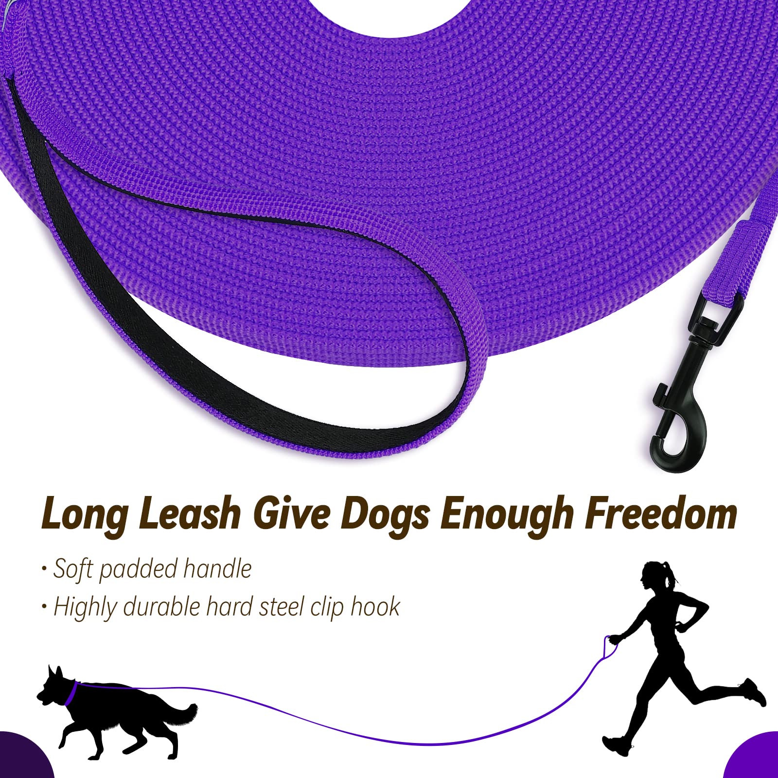 Lynxking Dog Training Leash Long Obedience Recall Agility Leash 15Ft 30Ft 50Ft Tracking Lead Perfect For Training Play Camping And Backyard