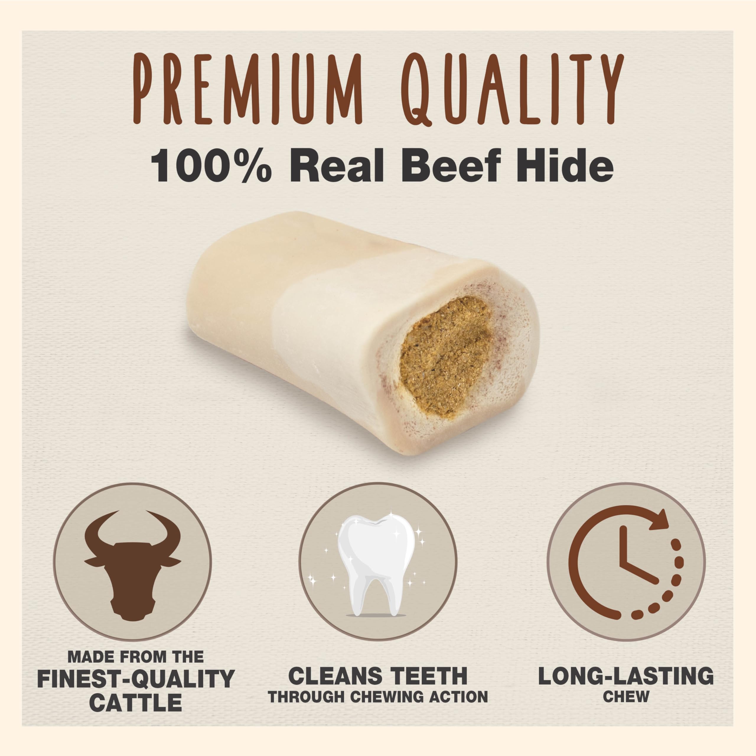 Cadet Stuffed Shin Bones - Highly Digestible, High Protein, Long-Lasting Dog Chew Bone for Aggressive Chewers, Supports Dental H