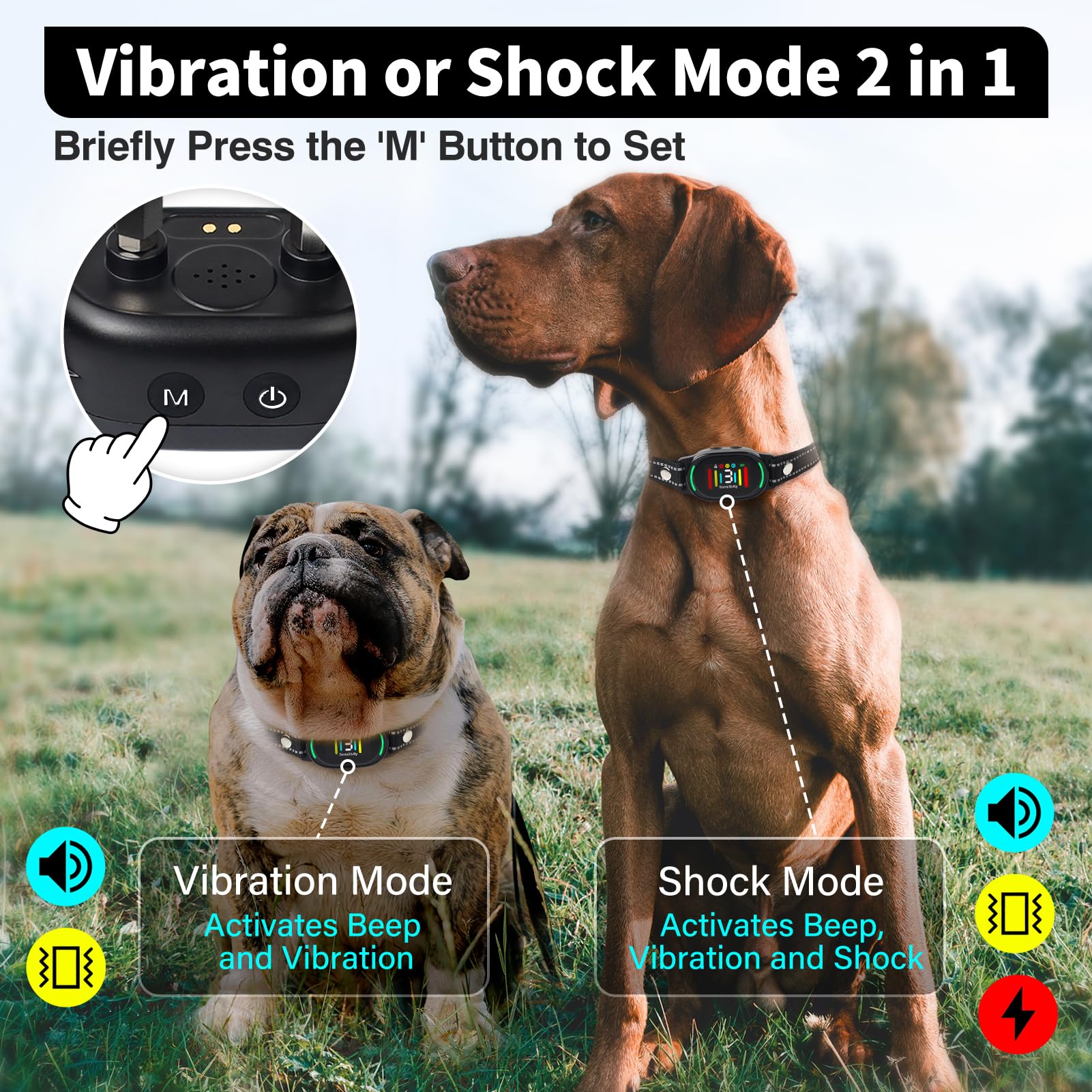 Petjoy Smart Bark Collar, Anti Bark Collar With Optional Shock, Dog Bark Collar For Small Medium Large Dogs - Vibration Or Shock