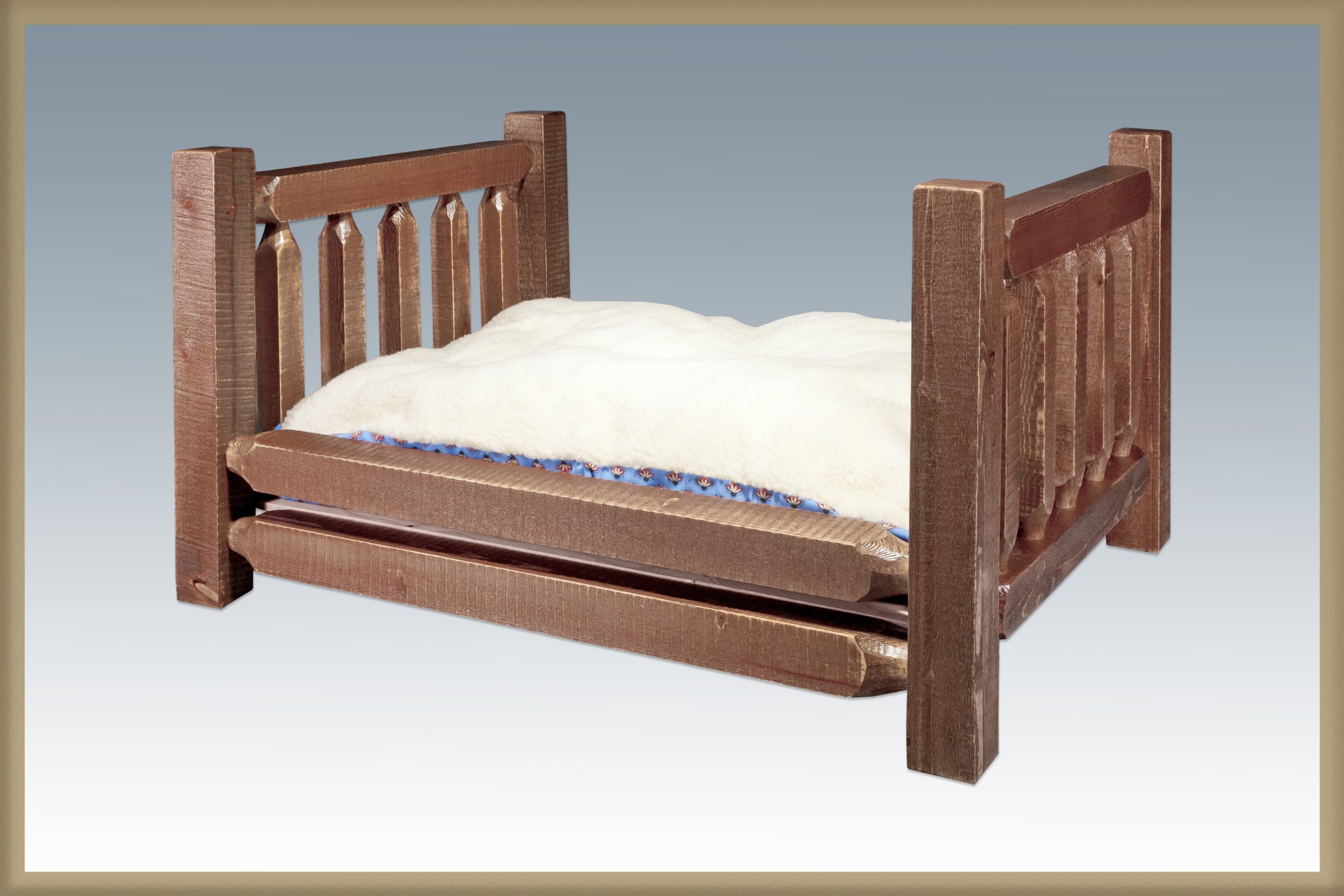 Montana Woodworks Homestead Collection Large Pet Bed with 30 by 40-Inch Mattress, Stain and Lacquer Finish