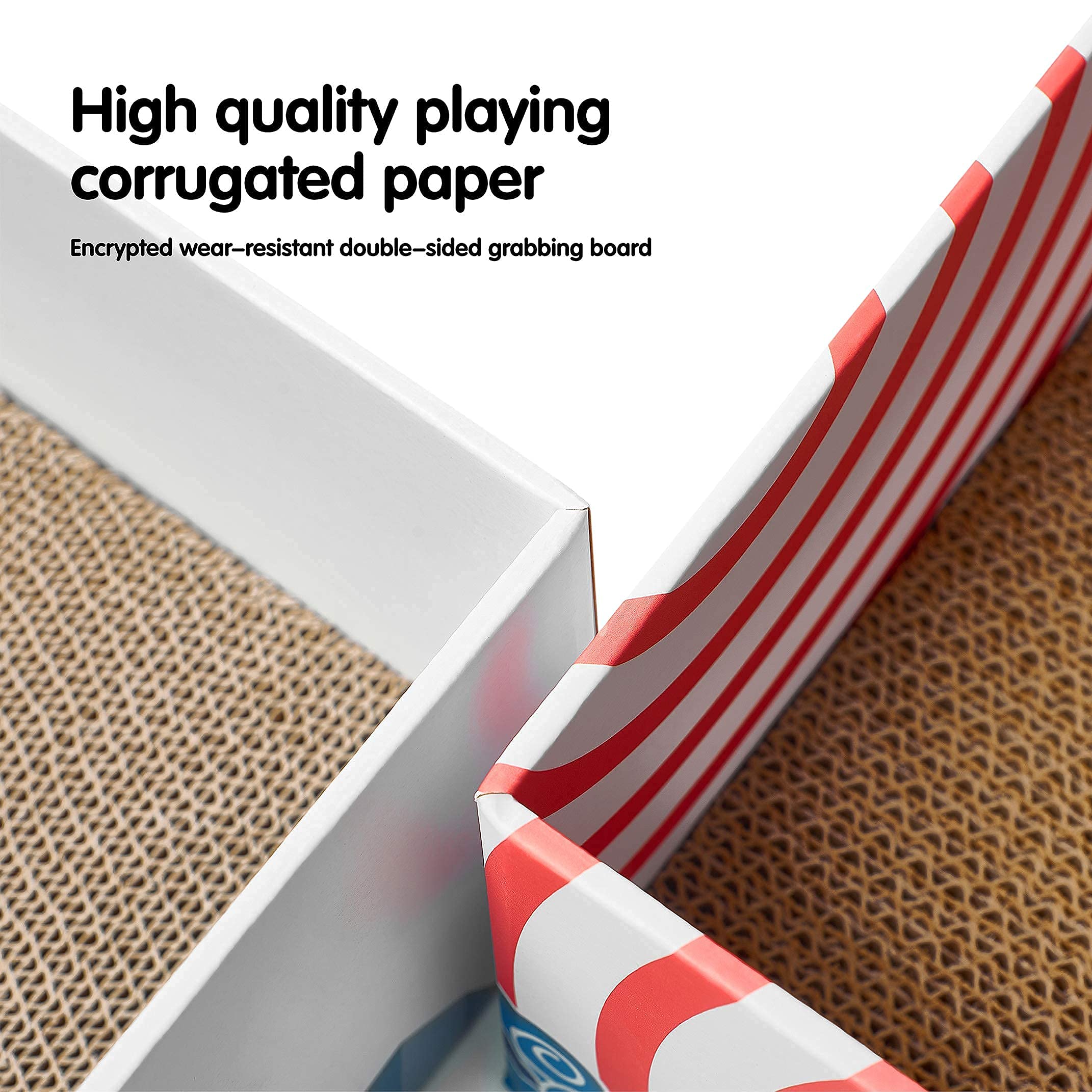 Conlun Cat Scratcher Box with Cat Scratching Pad, Cardboard Lounger Heavy-Duty Double-Sided Cardboard Cat Scratcher, Cat Bed for