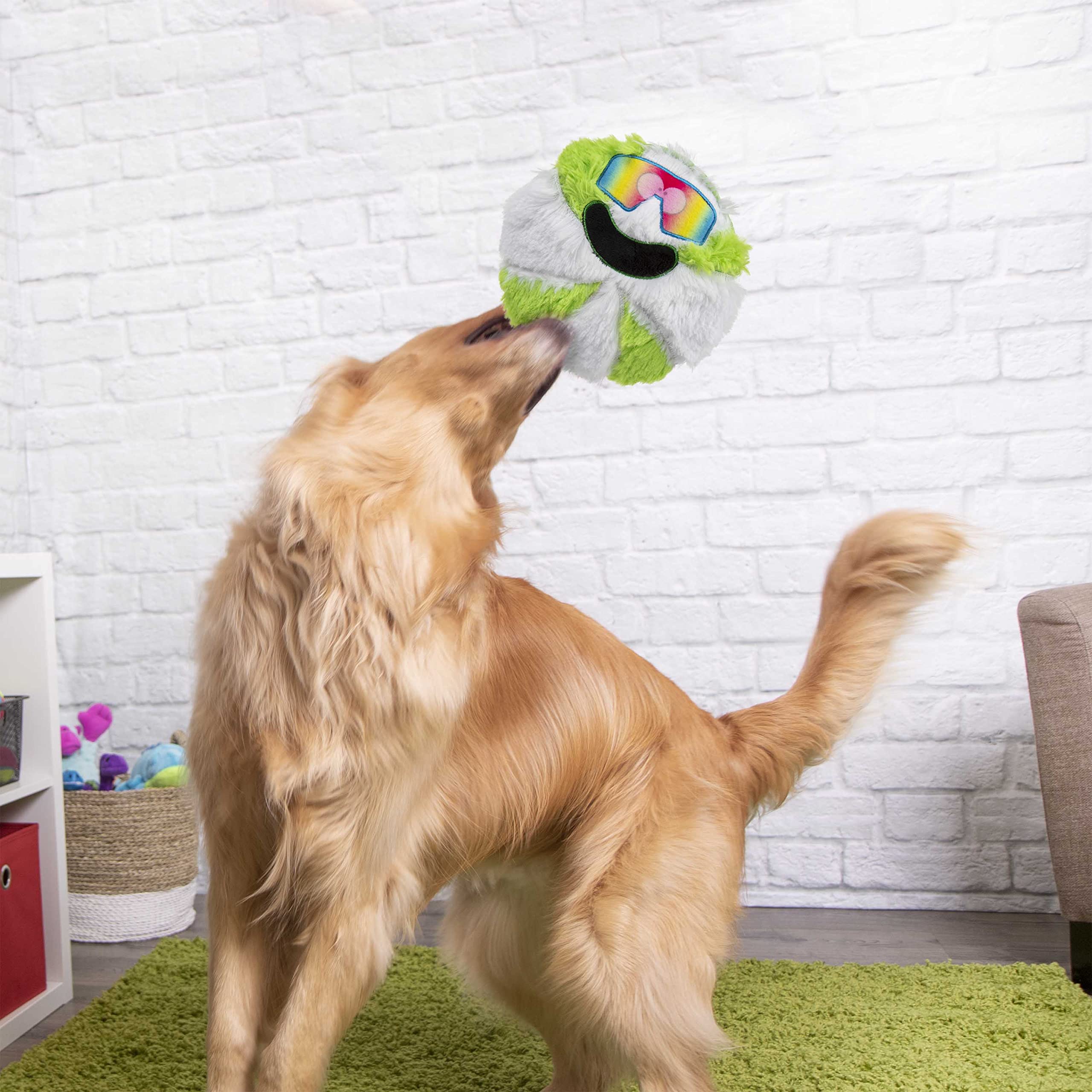 goDog Squeaky Dog Toy - TPE-Plush, Chew Guard Technology, One Size, Cool Mint, Model 74016
