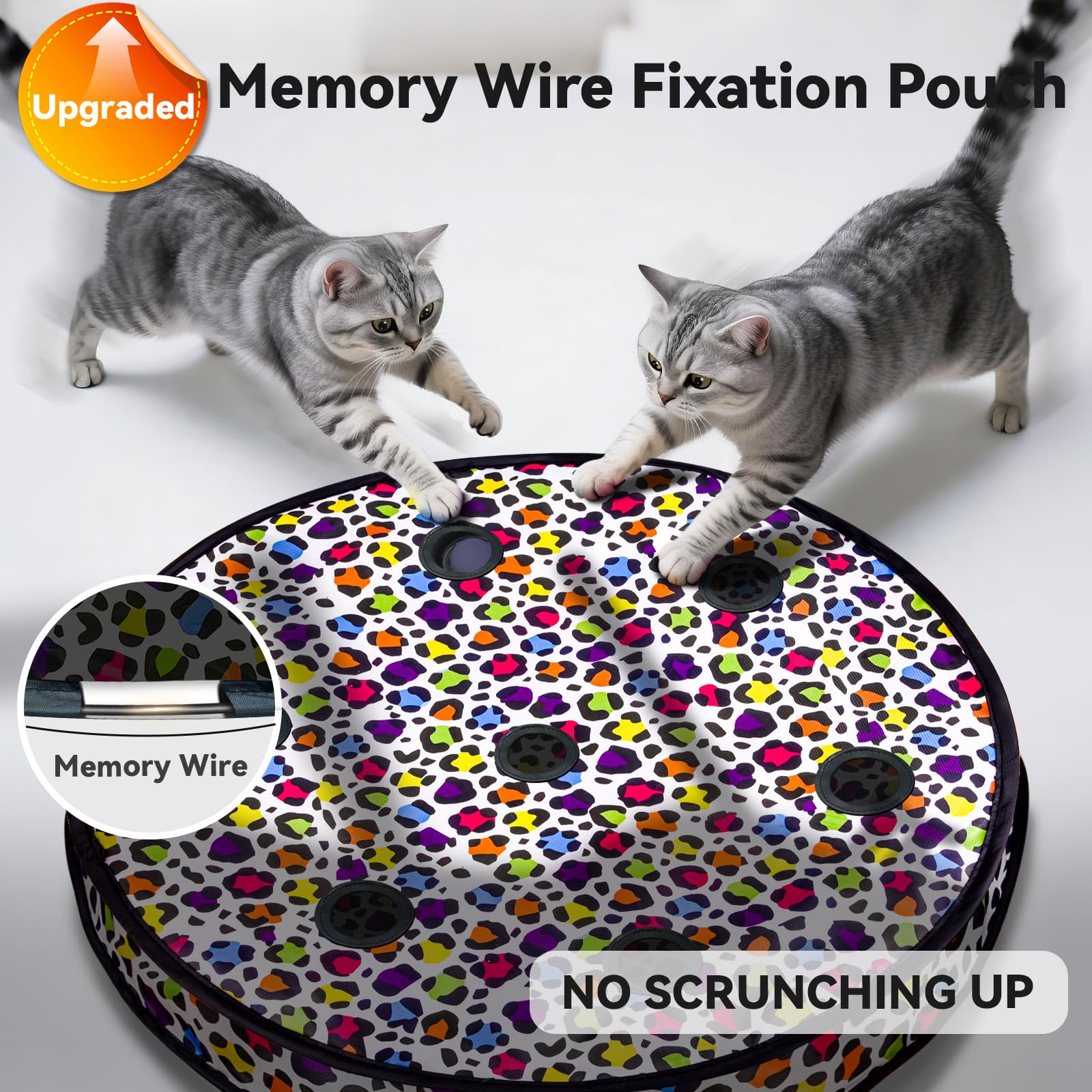 ORSDA Cat Toys for Indoor Cats, Interactive Activated Moving Ball in 7 Holes Mat, Automatic Fast Rolling Ball, Hide and Seek Toy