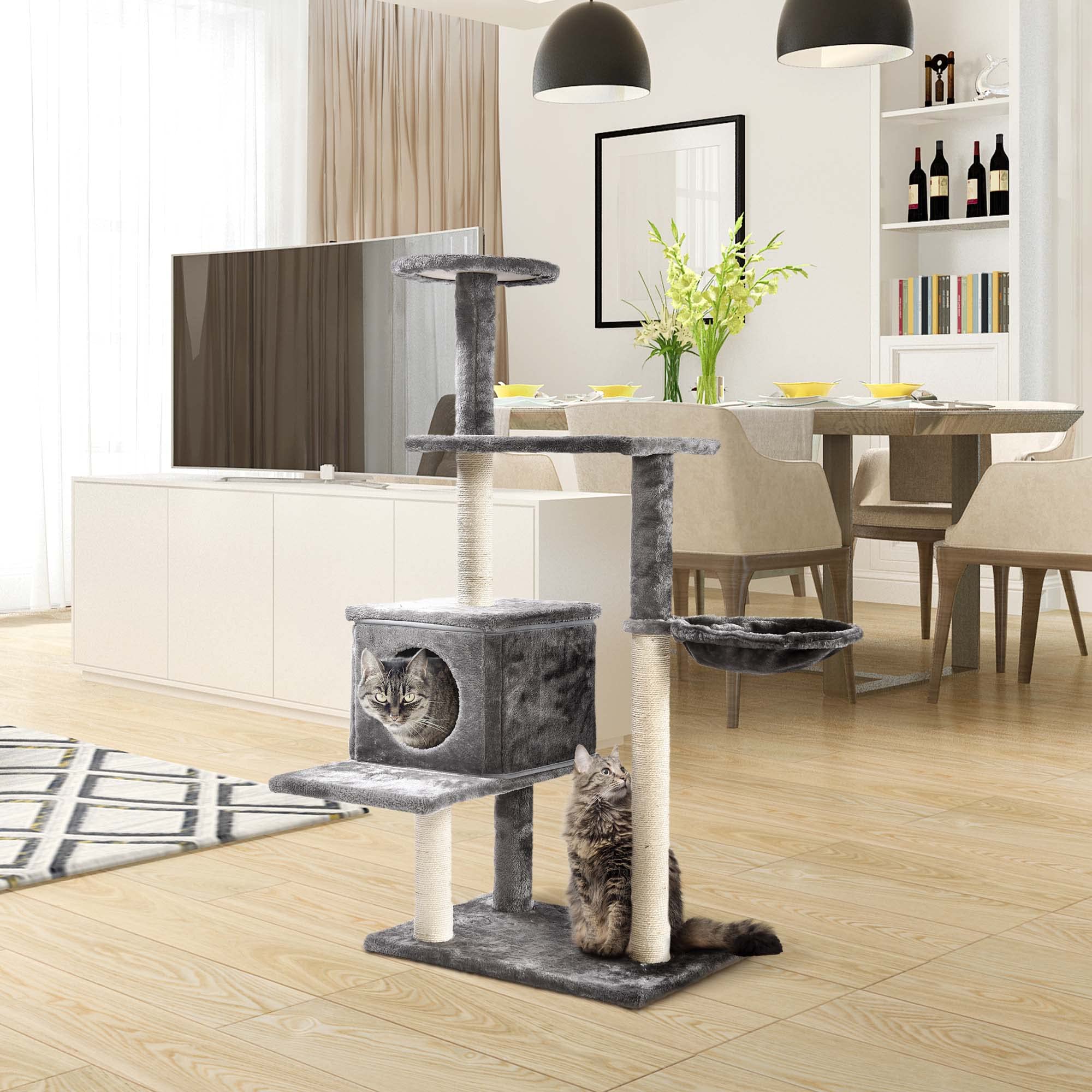 Max & Marlow 3-In-1 Cat Tree Condo Up To 50 | Transforming Cat Activity Tree & Condo | 3 Different Ways To Set Up, Gray,407020