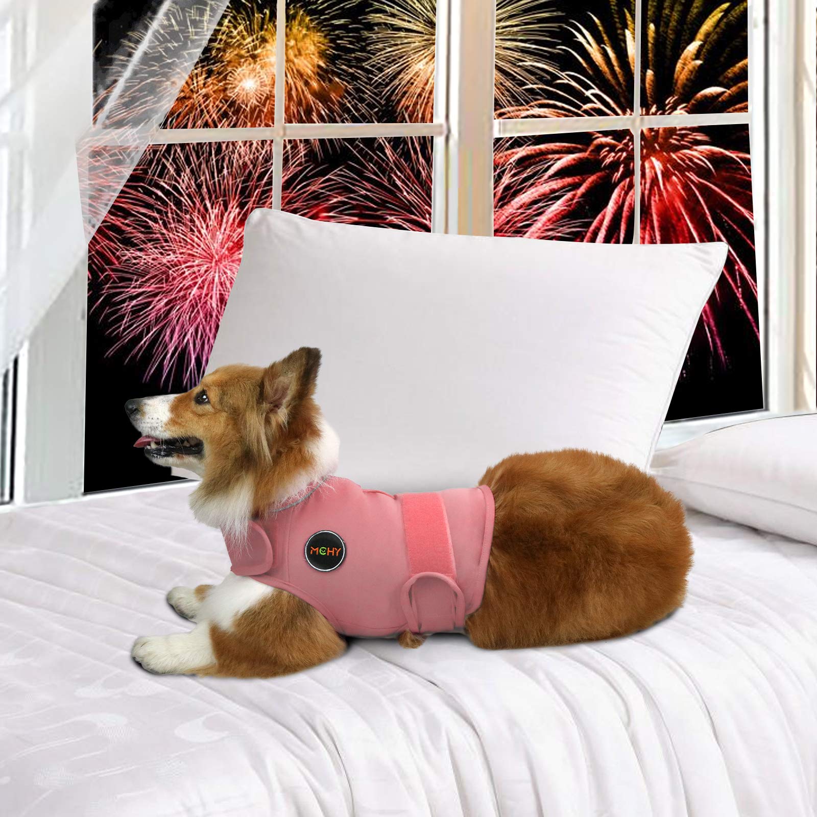 Mchy Dog Anxiety Vest, Anxiety Relief For Dogs, Dog Calming Coat (Pink L)