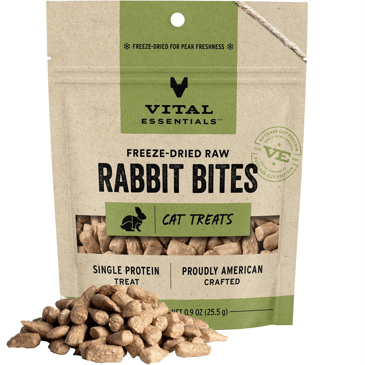 Vital Essentials Freeze Dried Raw Cat Treats, Rabbit Bites, 0.9 Oz