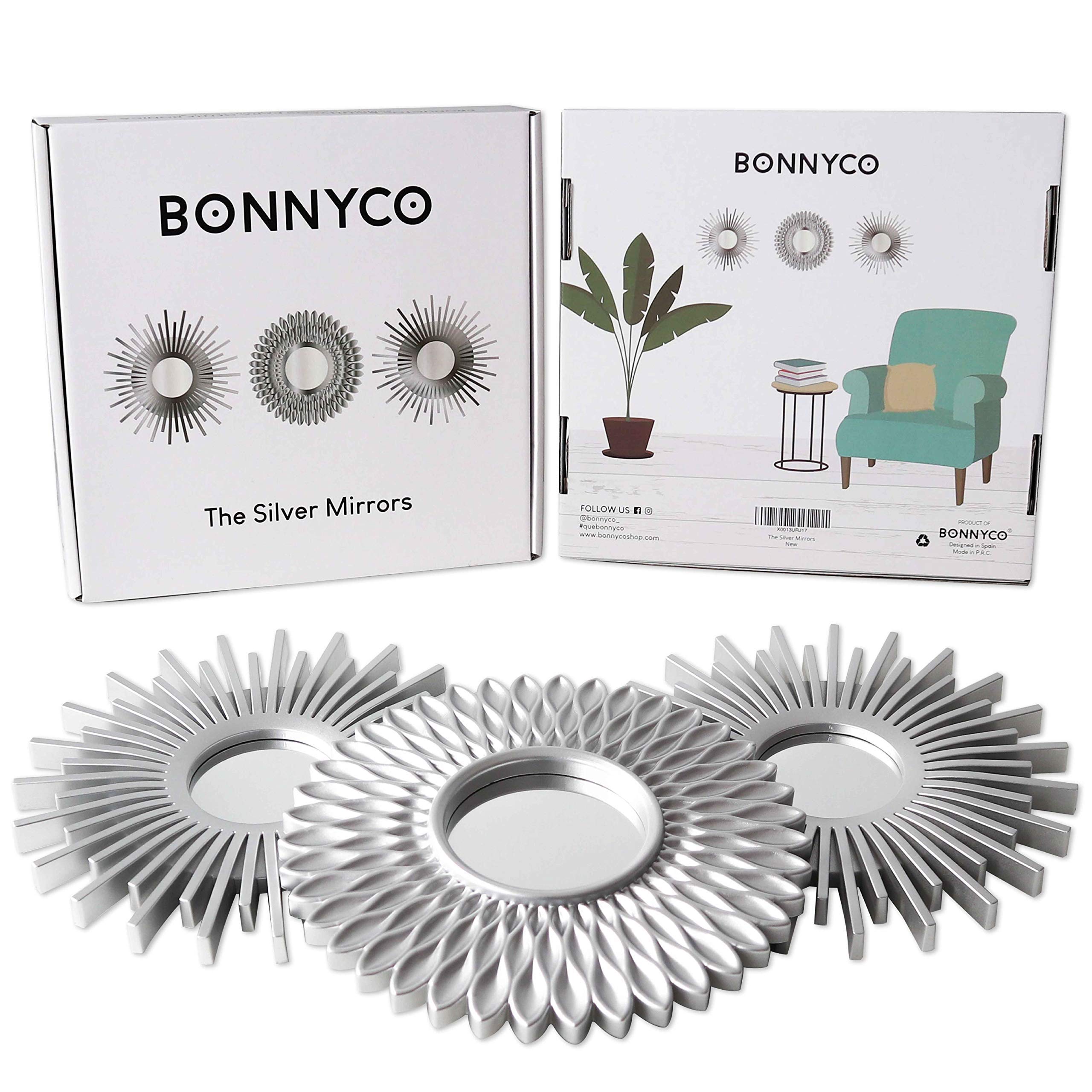 Bonnyco Wall Mirrors Pack Of 3 Silver Mirrors For Living Room, Home Decor For Bedroom  Mirrors Silver Wall Decor Round  Decorati