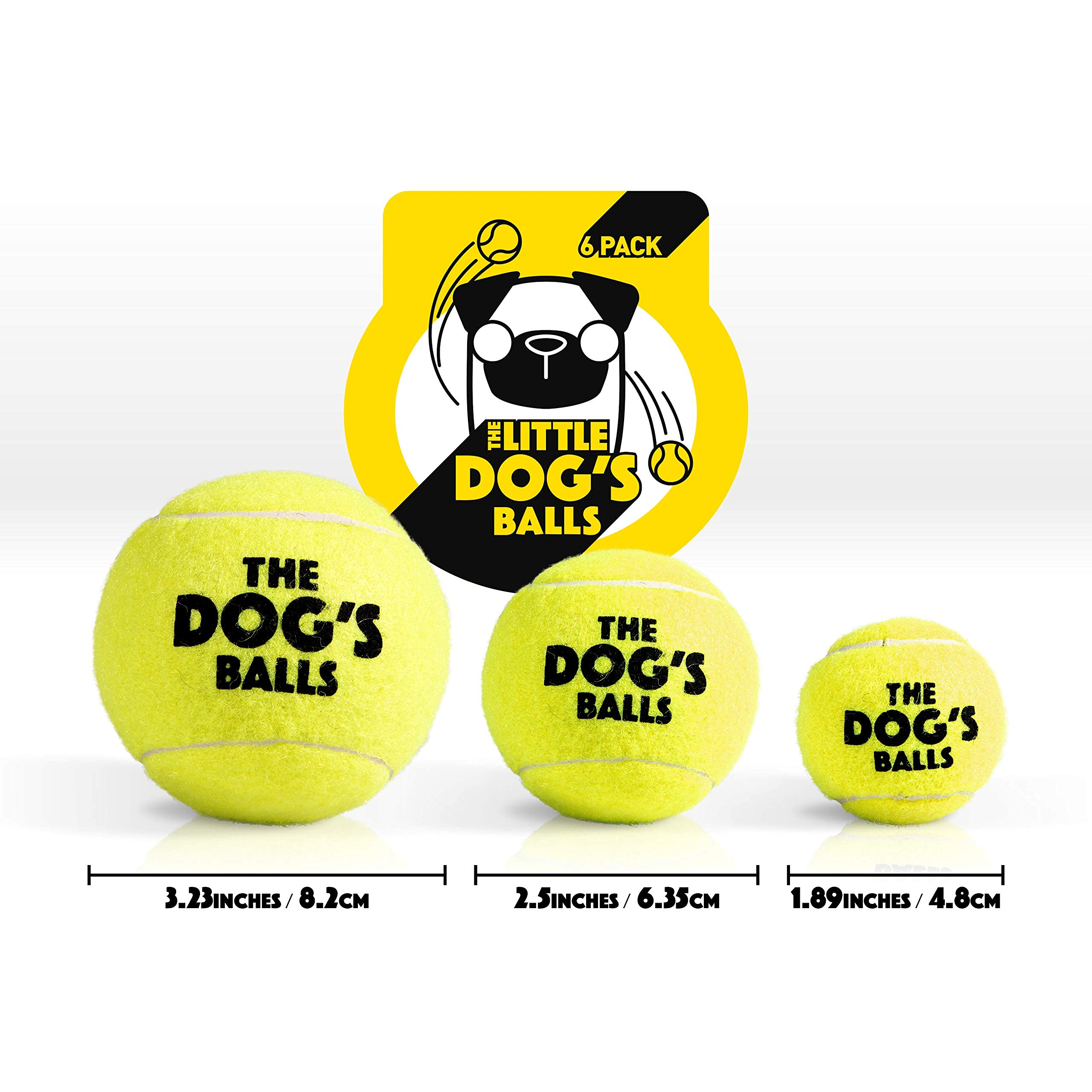 The Little Dog'S Balls, Dog Tennis Balls, 6-Pack Yellow Dog Toy, Strong Dog & Puppy Ball For Training, Play, Exercise & Fetch