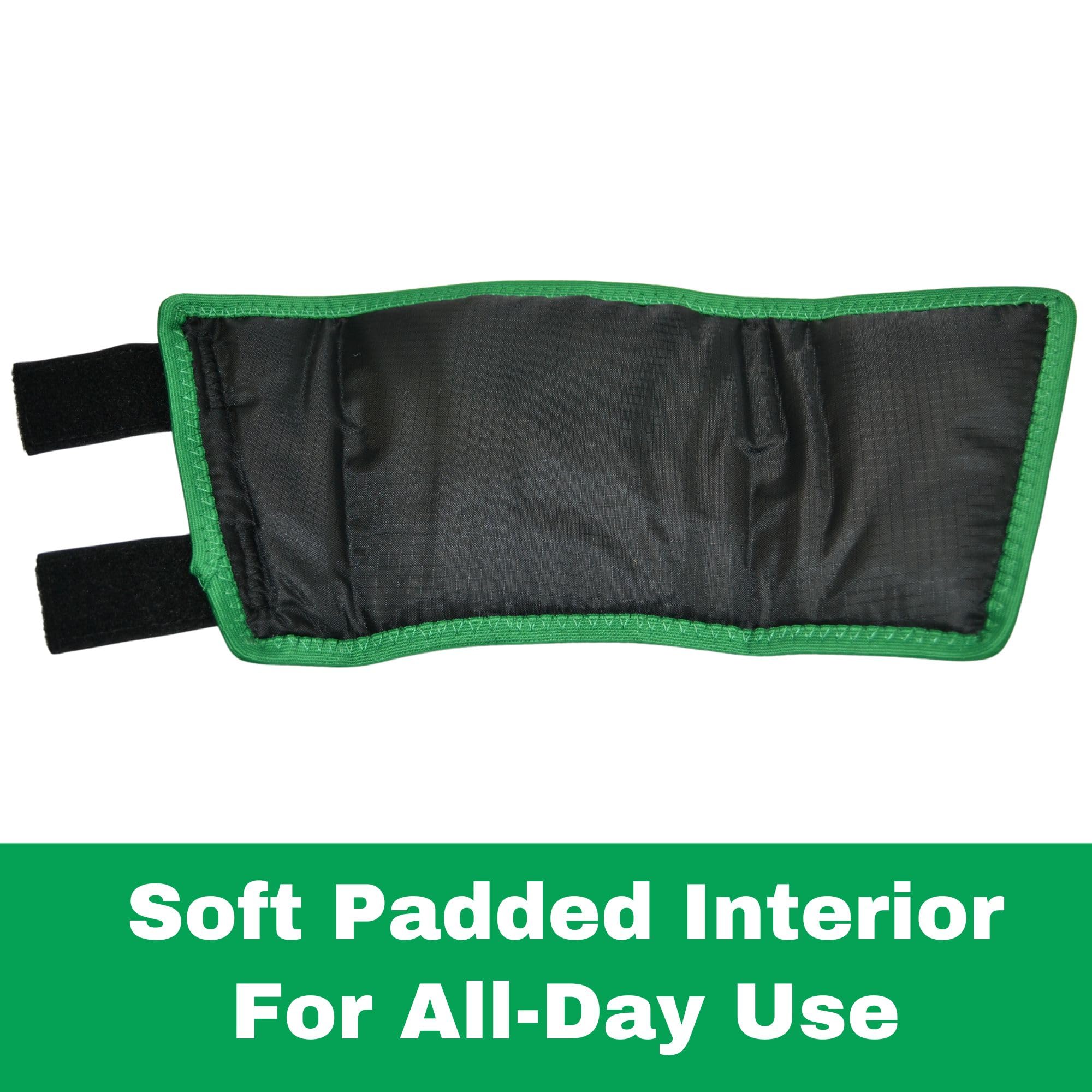 Click Horse Fetlock Shield, Horse Wrap, Prevents Pressure Sores & Bed Sores Fetlock Shields For Horses, Protection Horse Boots, Bedsore Boots, Nylon Lined Interior Black W/Green Trim - One Size