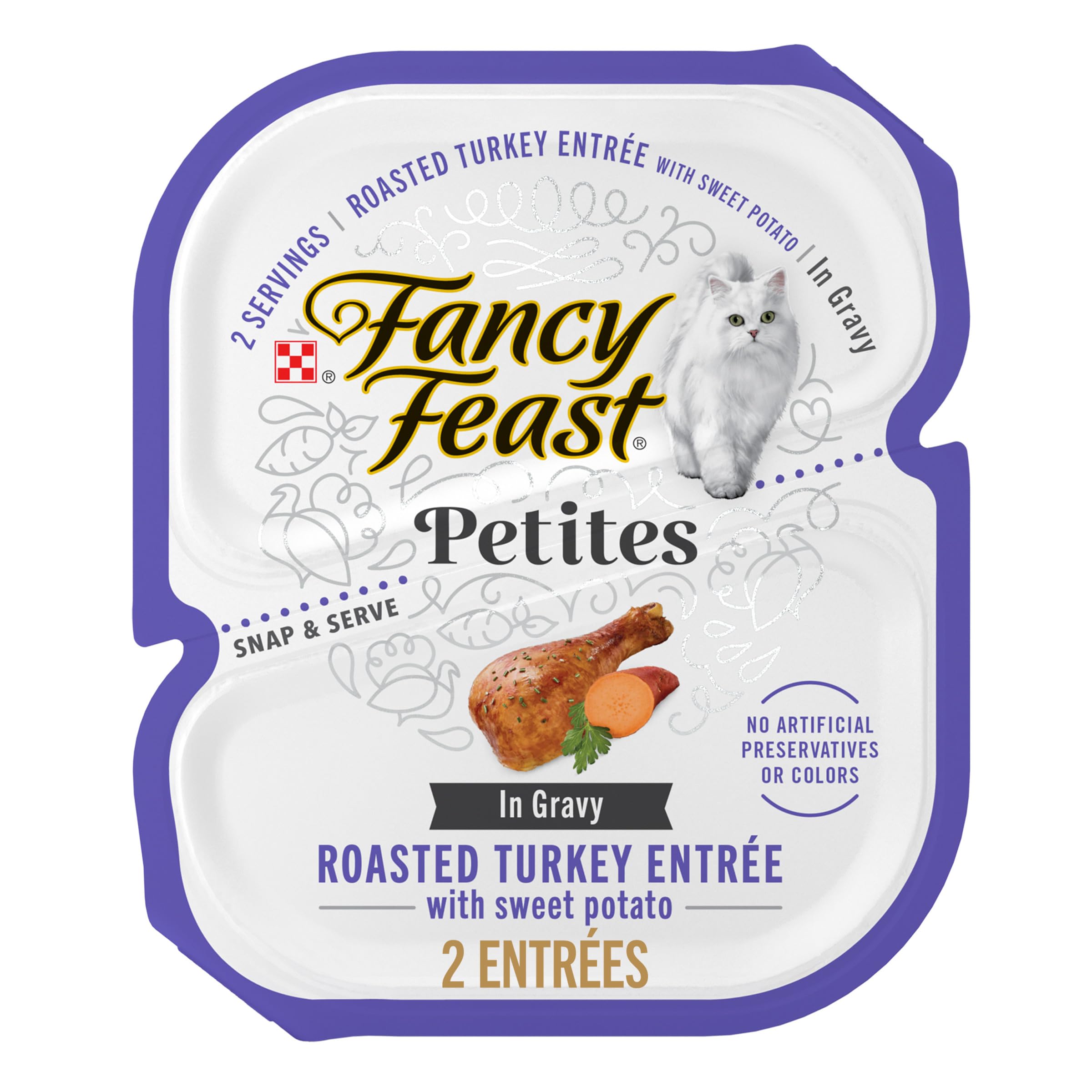 Purina Fancy Feast Petites With Roasted Turkey Entr  e with Sweet Potato in Gravy Gourmet Wet Cat Food - (Pack of 12) 2.8 oz. Tu