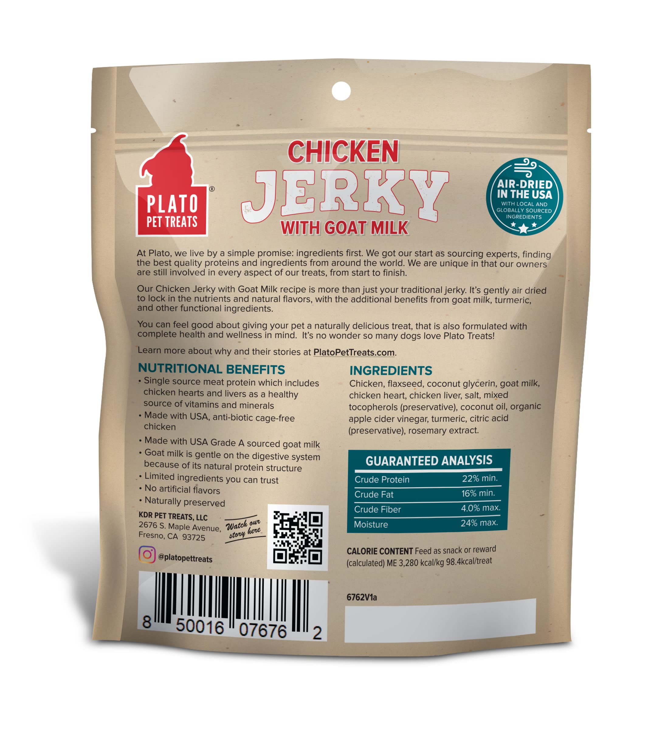 Plato Dog Jerky Chicken With GoatS Milk 7Oz