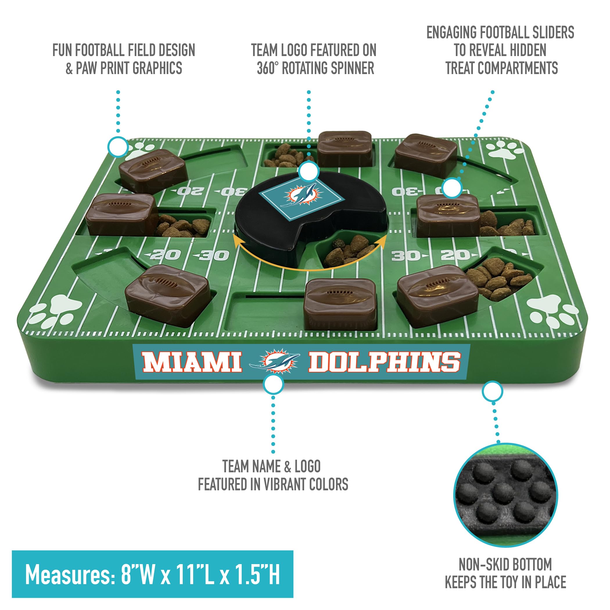 Pets First Nfl Miami Dolphins Puzzle, Interactive Dog Treat Puzzle Toy
