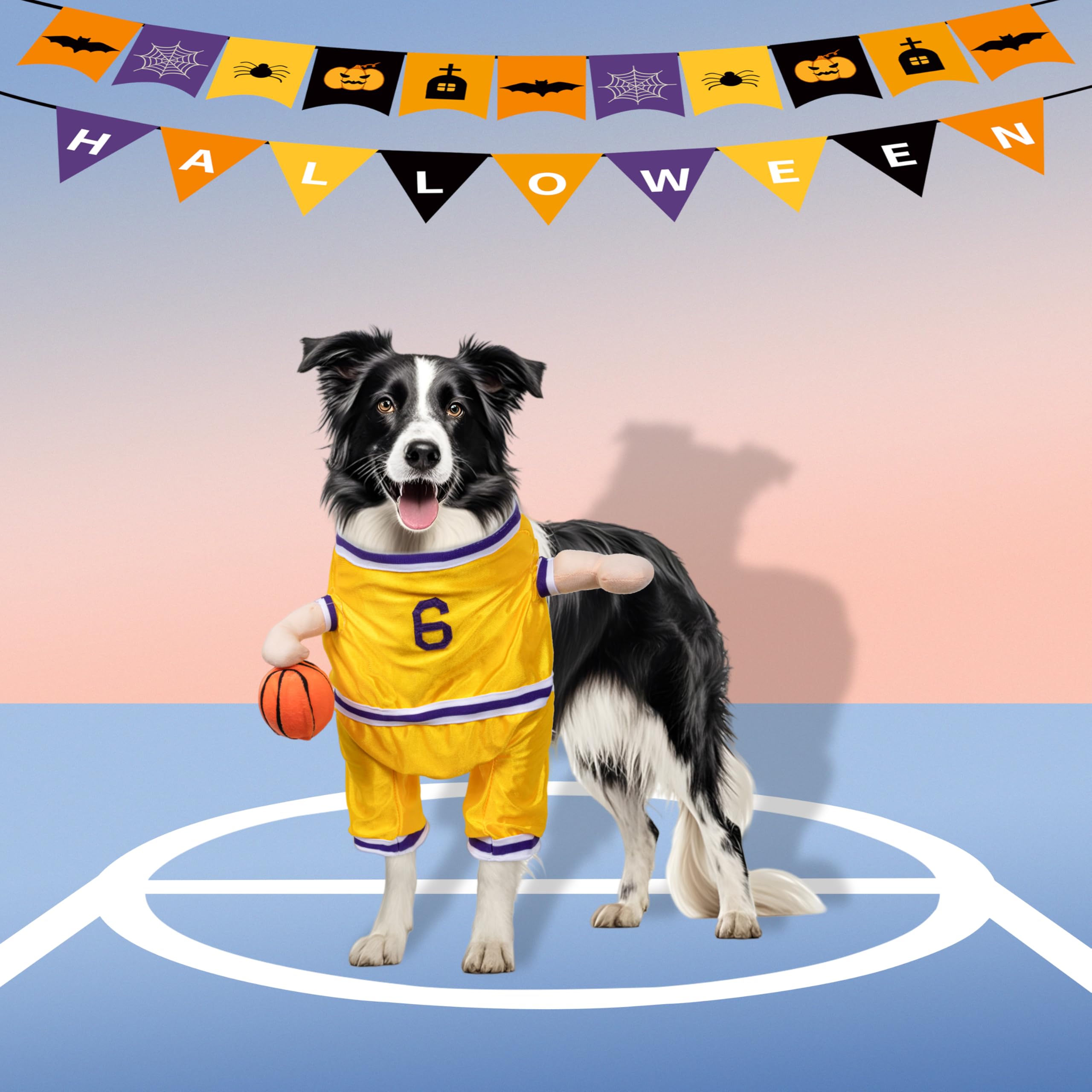 DELIFUR Dog Basketball Player Costume - Pet Halloween Costume Adjustable Funny Dress Up Sports Outfit Cosplay Clothes for Large