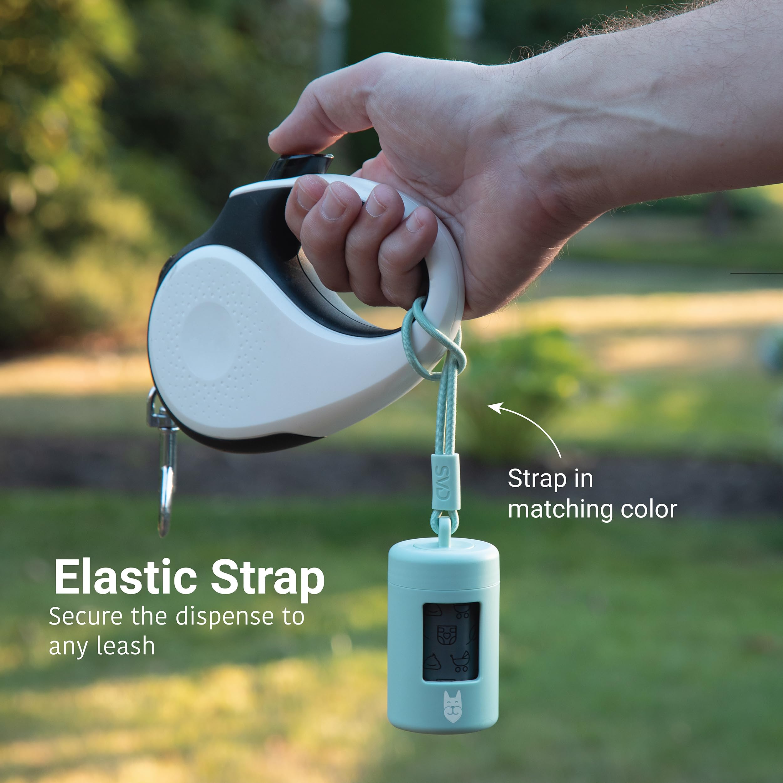 Svd.Pet Dog Poop Bag Dispenser, Retractable Waste Bag Dispenser, Lightweight Poop Bag Holder, Stretchy Strap Fits Any Dog Leash,