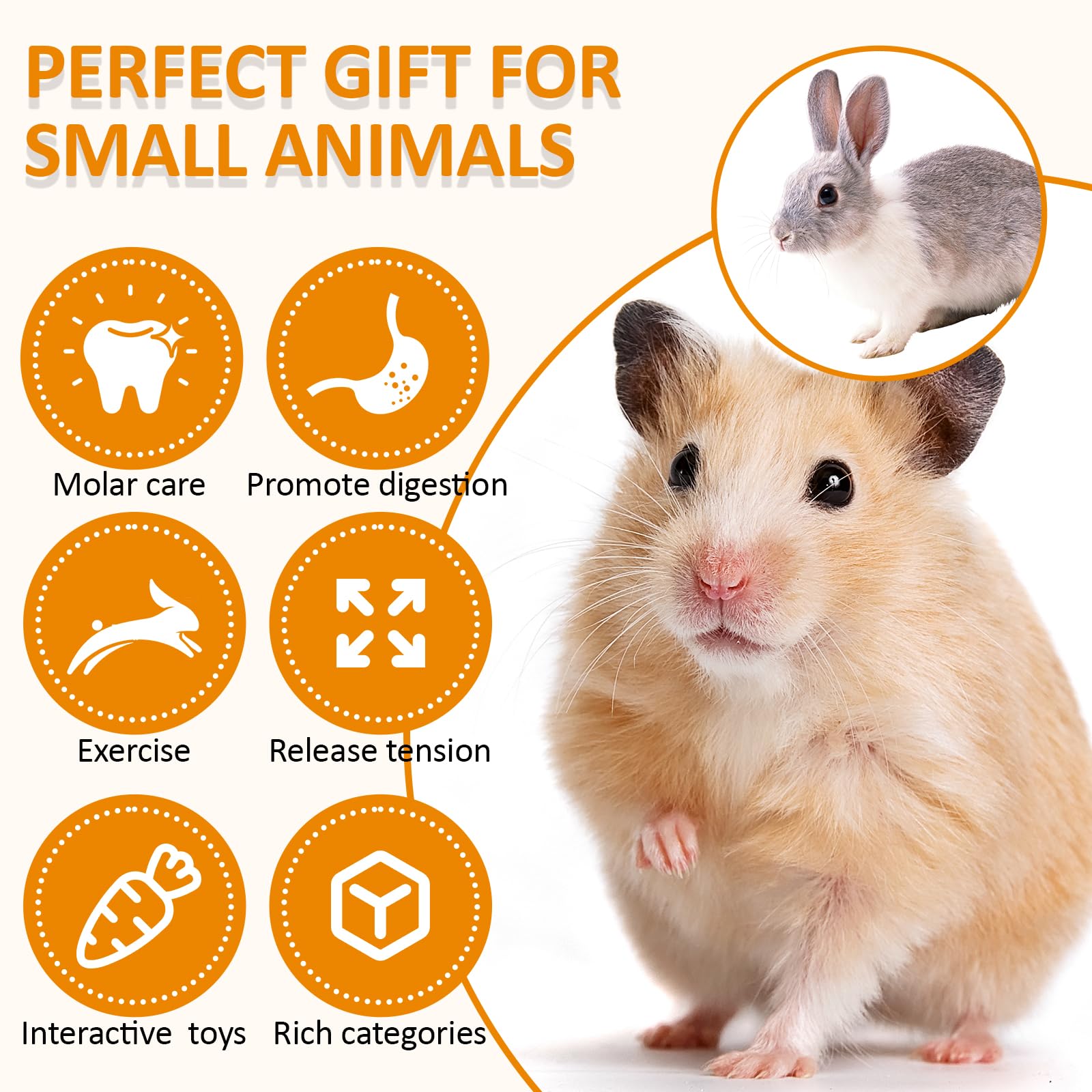 Vespro Hamster Toys Set, Guinea Pig Toys Small Animal Chewing Toy And Rat Cage Accessories, Chinchillas, Gerbils, Rats, Rabbit R