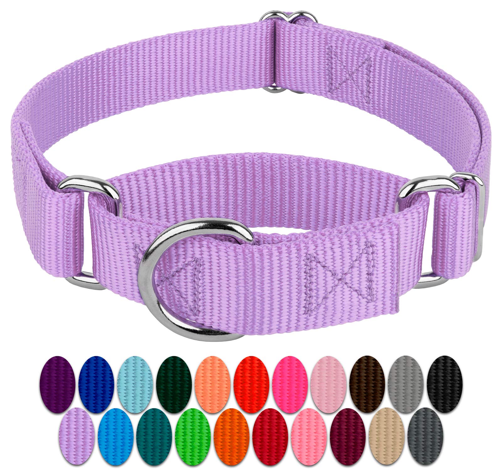 Country Brook Petz - Lavender Martingale Heavyduty Nylon Dog Collar - 21 Vibrant Color Options (1 Inch Width, Extra Large)
