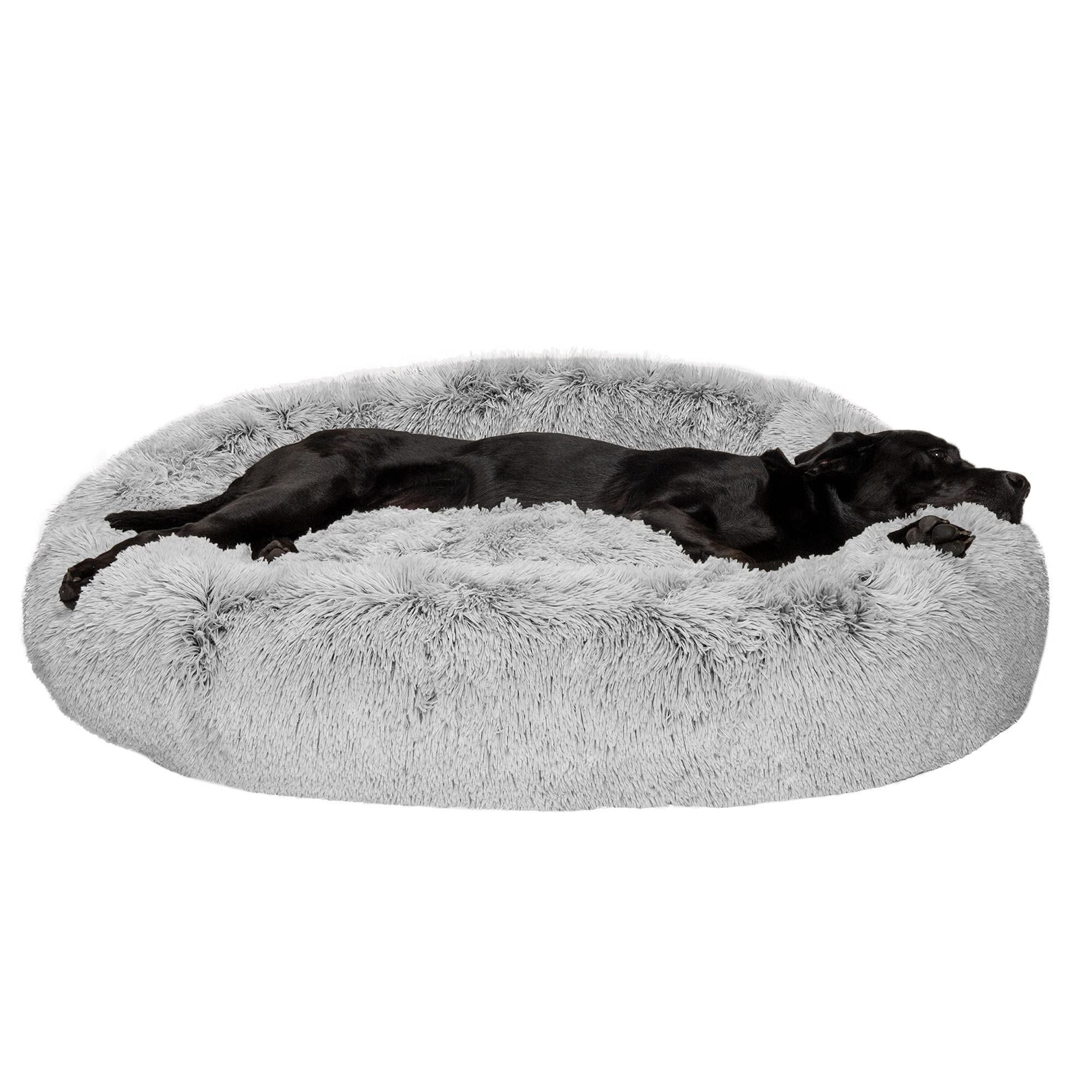 Furhaven 45 Round Calming Donut Dog Bed for Large Dogs, Refillable w/ Removable Washable Cover, For Dogs Up to 90 lbs - Shaggy P