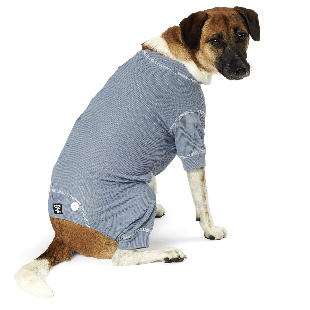 Petrageous Cozy Thermal Pajamas For Pets, Large, Blue With White Stitching