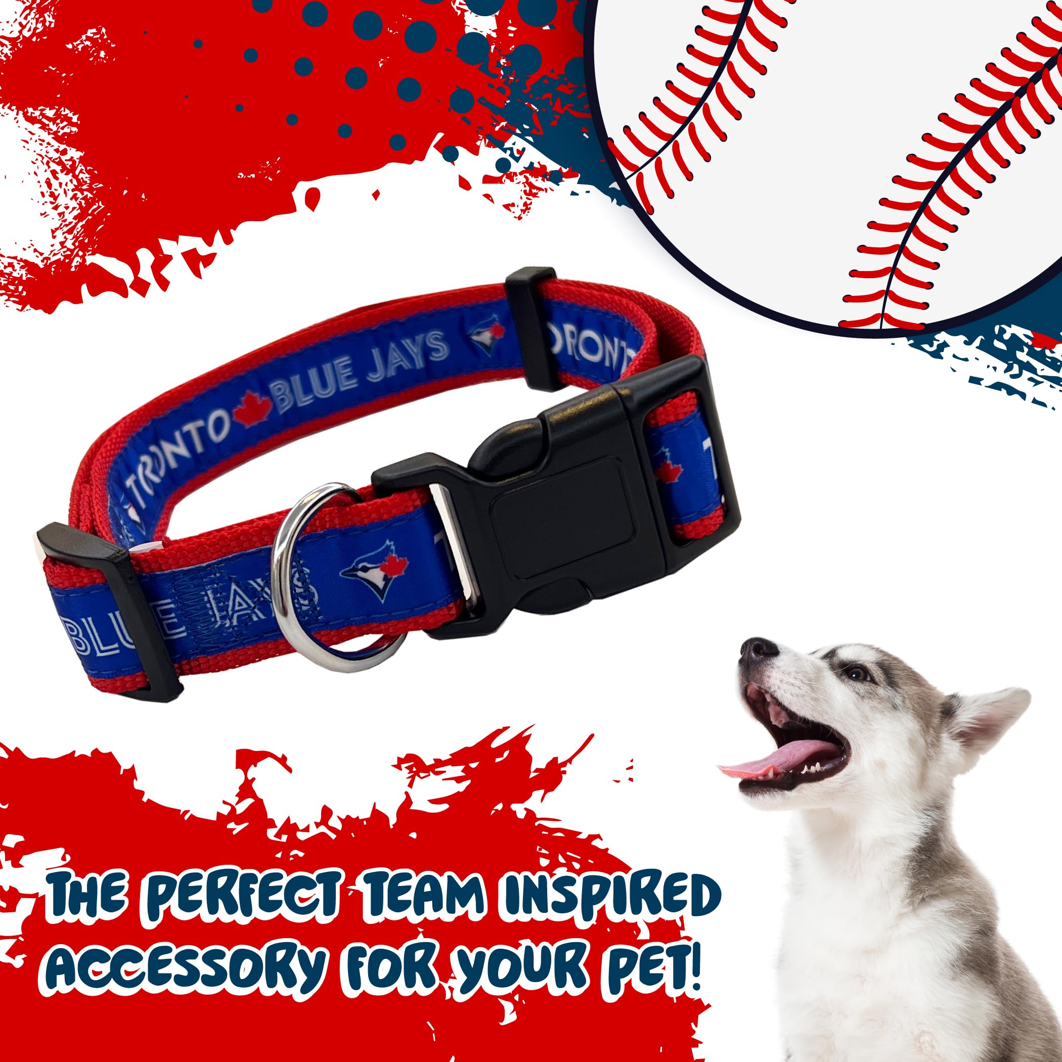 Mlb Pet Collar Toronto Blue Jays Dog Collar, Medium. Baseball Team Collar For Dogs & Cats. A Shiny & Colorful Dog & Cat Collar Licensed By The Mlb