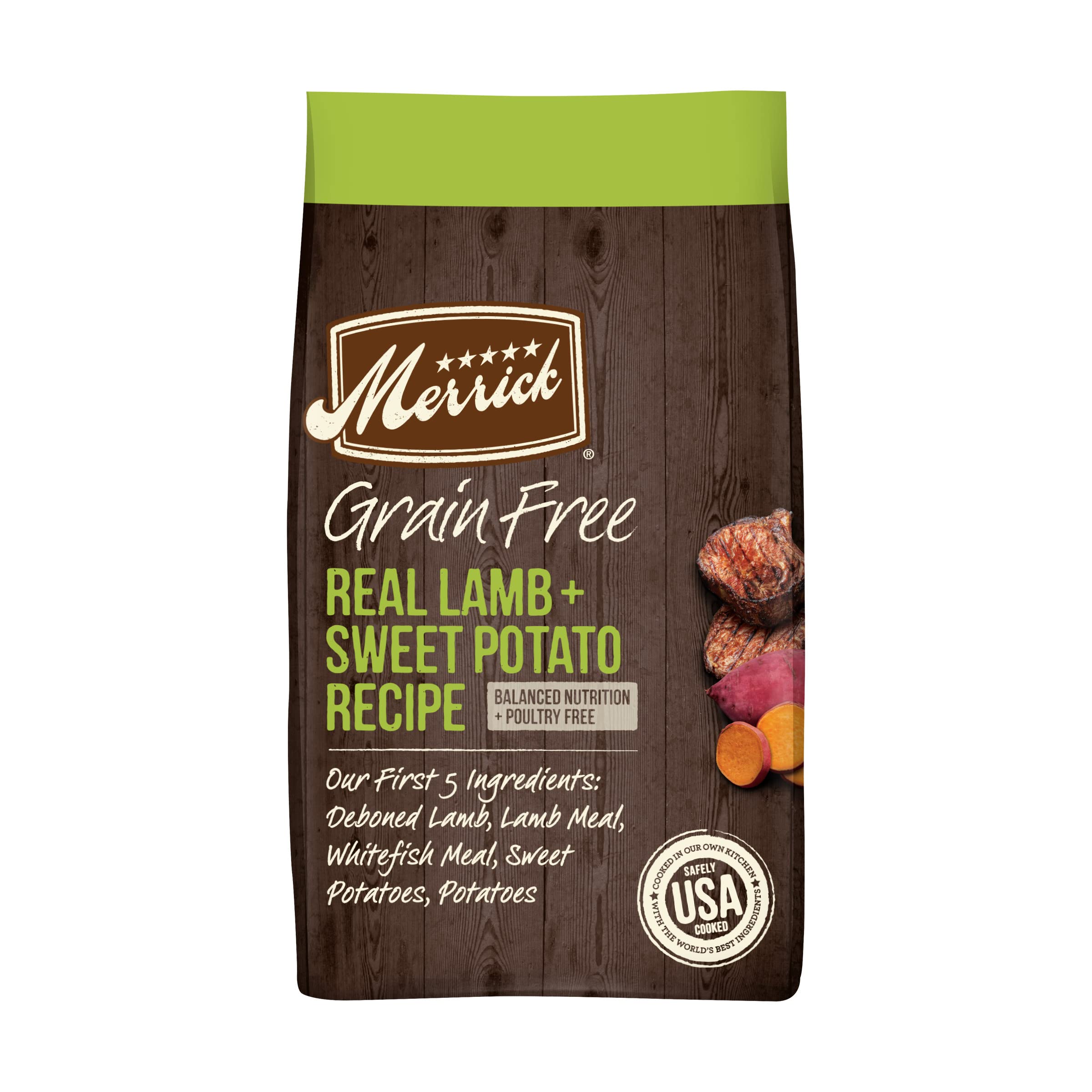 Merrick Premium Grain Free Dry Adult Dog Food, Wholesome And Natural Kibble With Real Lamb And Sweet Potato - 4.0 lb. Bag