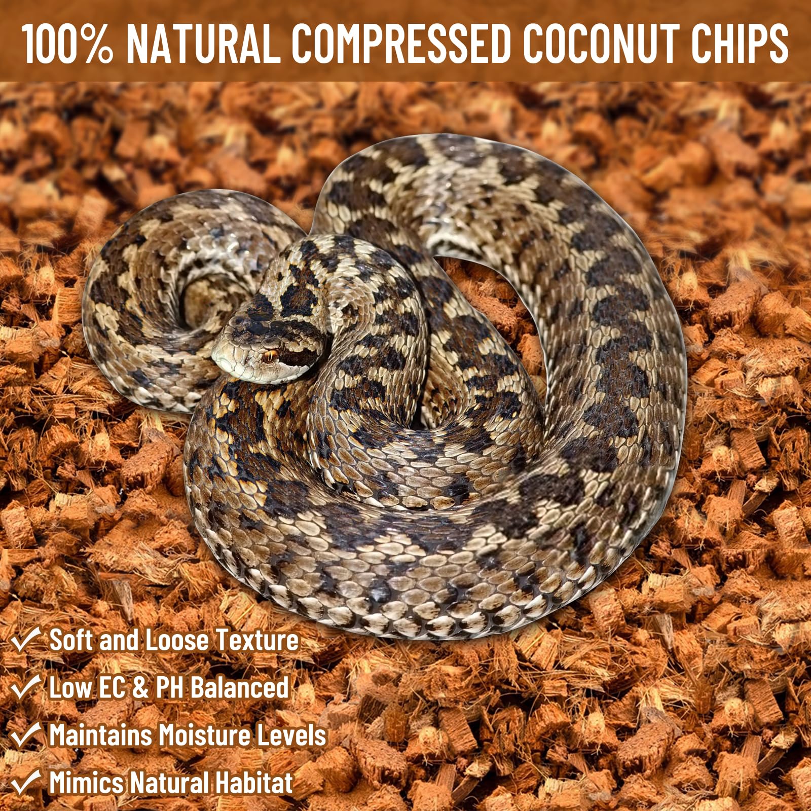 Riare 10LB Coconut Chip Substrate, 72 Quart Coconut Fiber Bedding for Reptiles, Snakes, Tortoises, Bearded Dragons, Geckos, Frogs