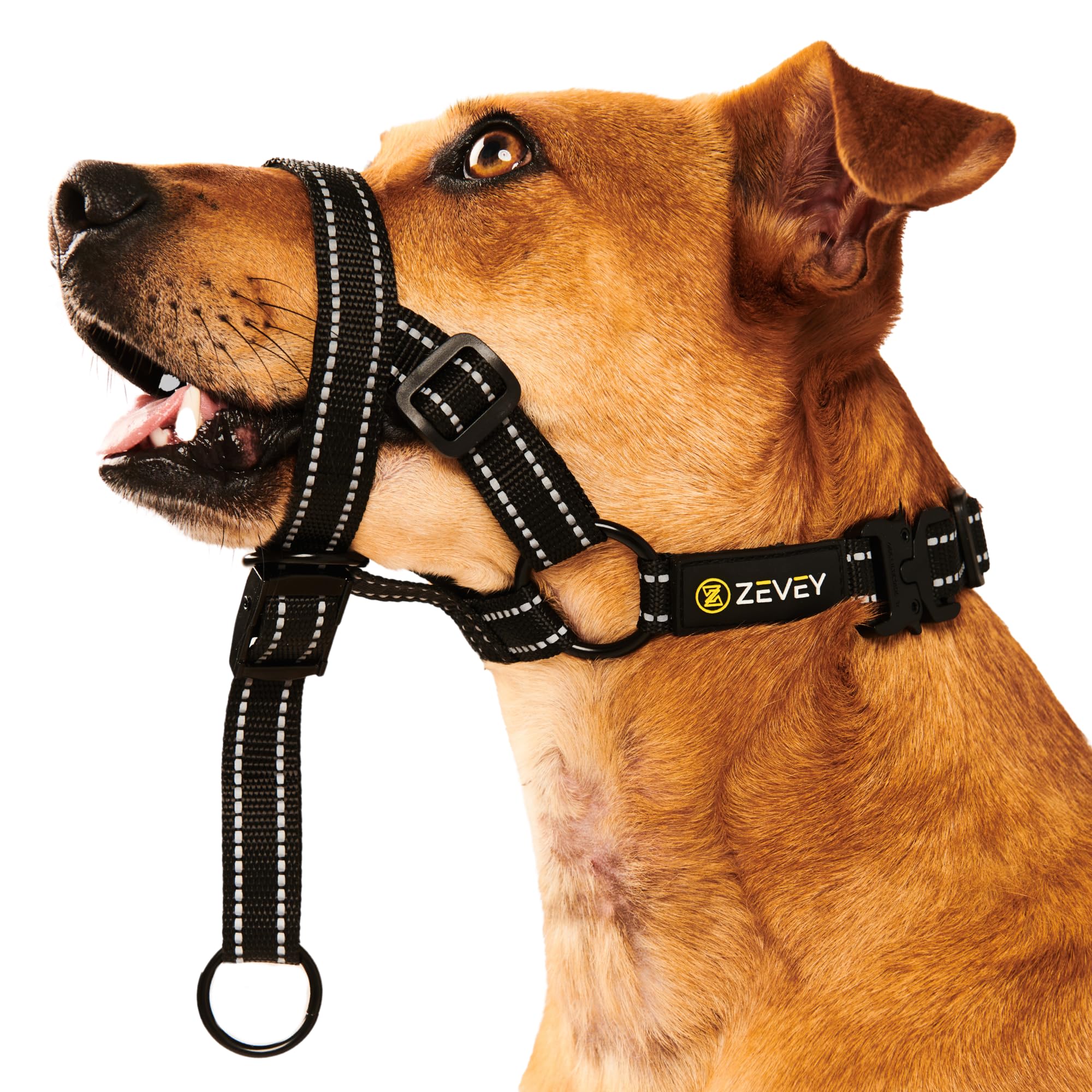 Zevey Dog Headcollar with Safety Strap Stops Heavy Pulling On The Leash Padded Reflective Head Halter for Small Medium Large Dog