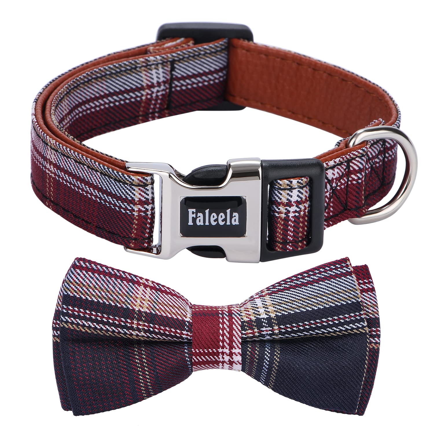 Faleela Soft &Comfy Bowtie Dog Collar,Detachable And Adjustable Bow Tie Collar,For Small Medium Large Pet (Red And White, Medium