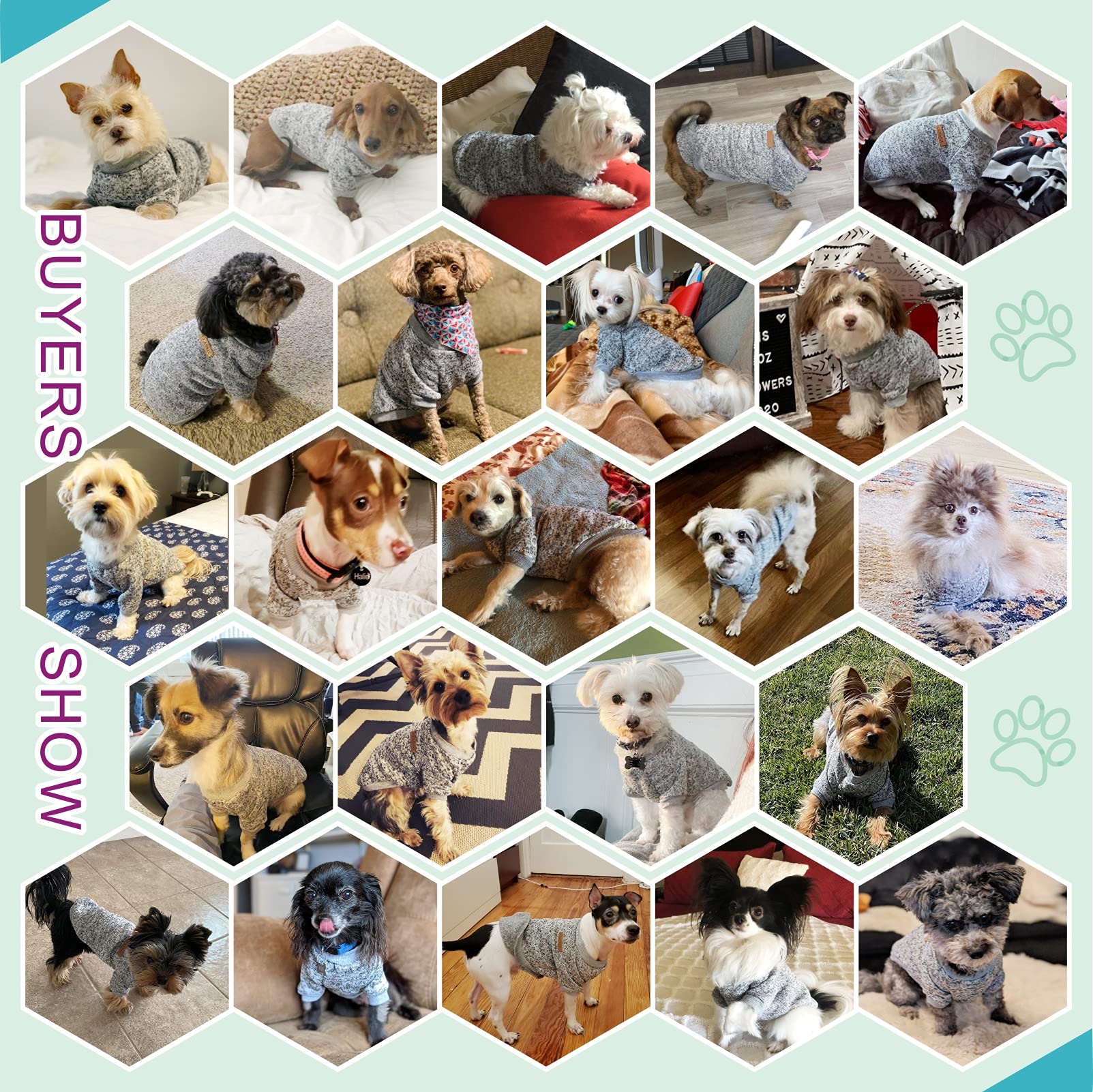 Jecikelon Pet Dog Clothes Dog Sweater Soft Thickening Warm Pup Dogs Shirt Winter Puppy Sweater For Dogs (Grey, M)