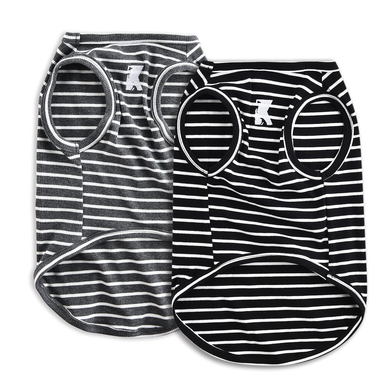 Koneseve Dog Shirt Vest Lightweight Stretchy Dog T-Shirts Soft Cool Sleeveless Stripe Vests Breathable Clothes For Puppy Kitty C