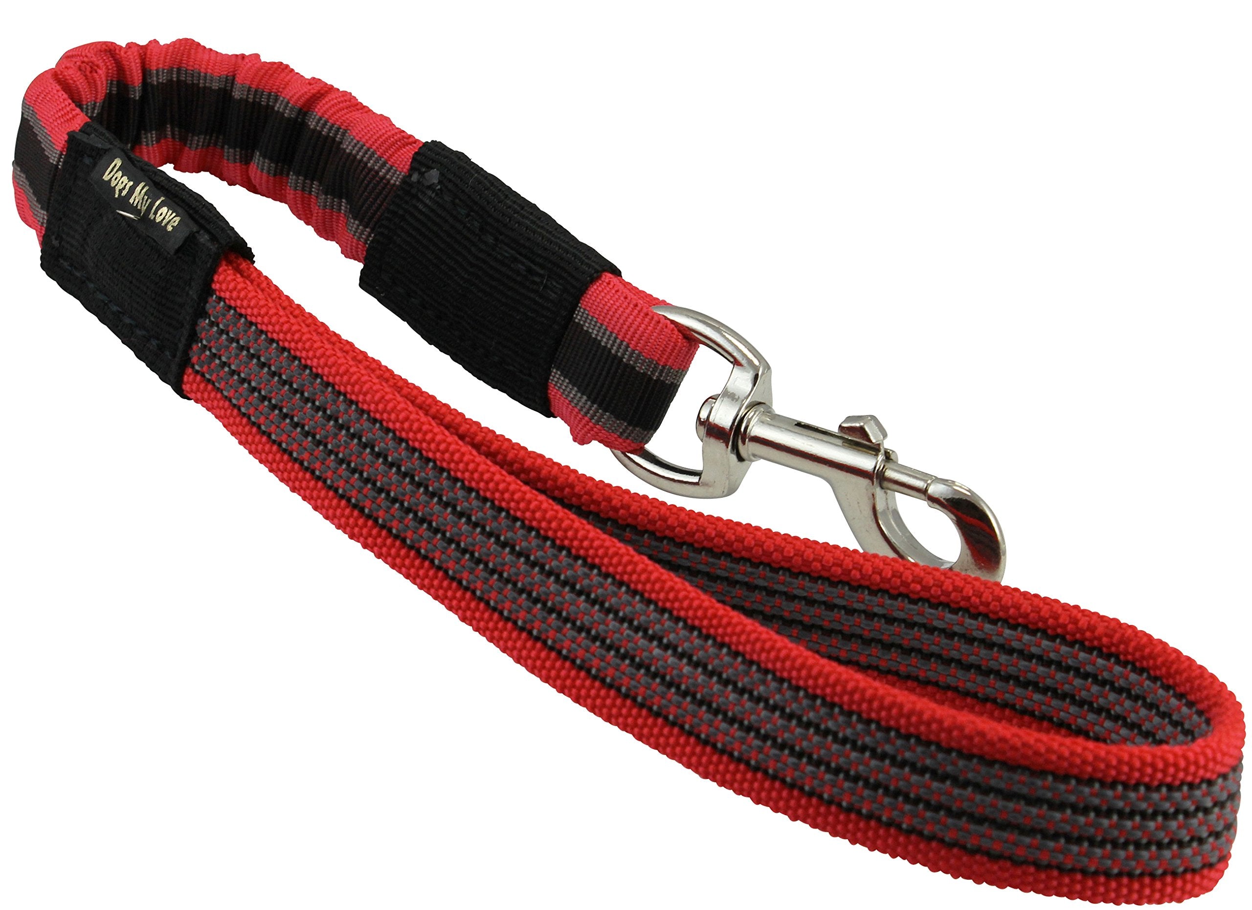 Bungee Shock Absorbing Dog Short Leash Large 20' Long 1' Wide Traffic Lead Red