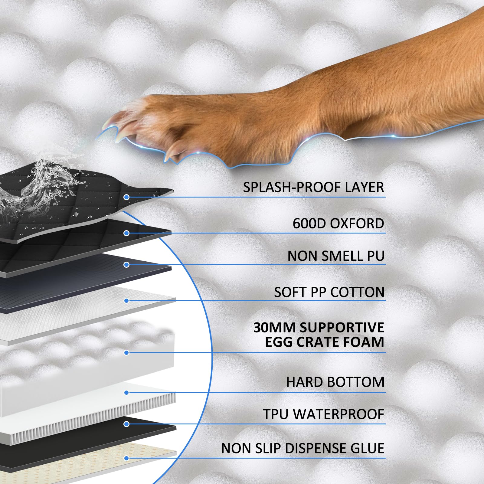 2025 Upgrade XL Crew Cab Truck Back Seat Extender for Dogs-Thick Egg Crate Foam, Dog Seat Cover for Back Seat Waterproof, Dog Ha