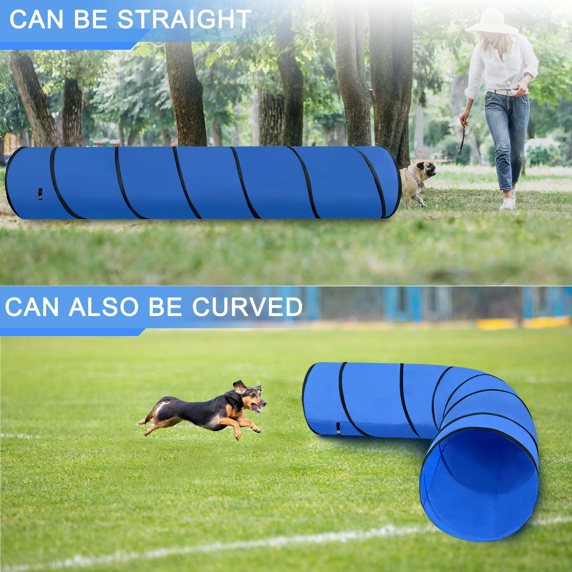 Geerduo Dog Agility Tunnel, Dog Agility Equipment, Dog Agility Training With Carry Bag (Blue)