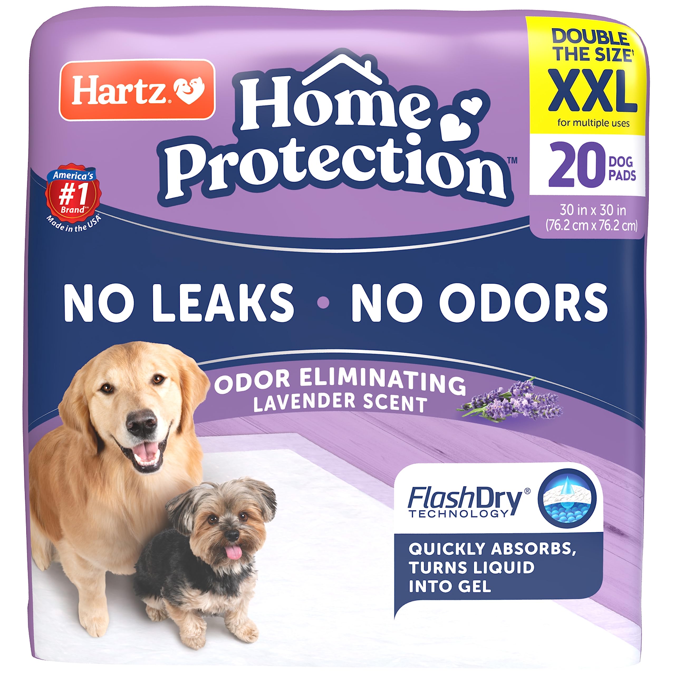 Hartz Home Protection Lavender Scent Odor Eliminating Gel Dog Pads, 30' X 30', 20 Count