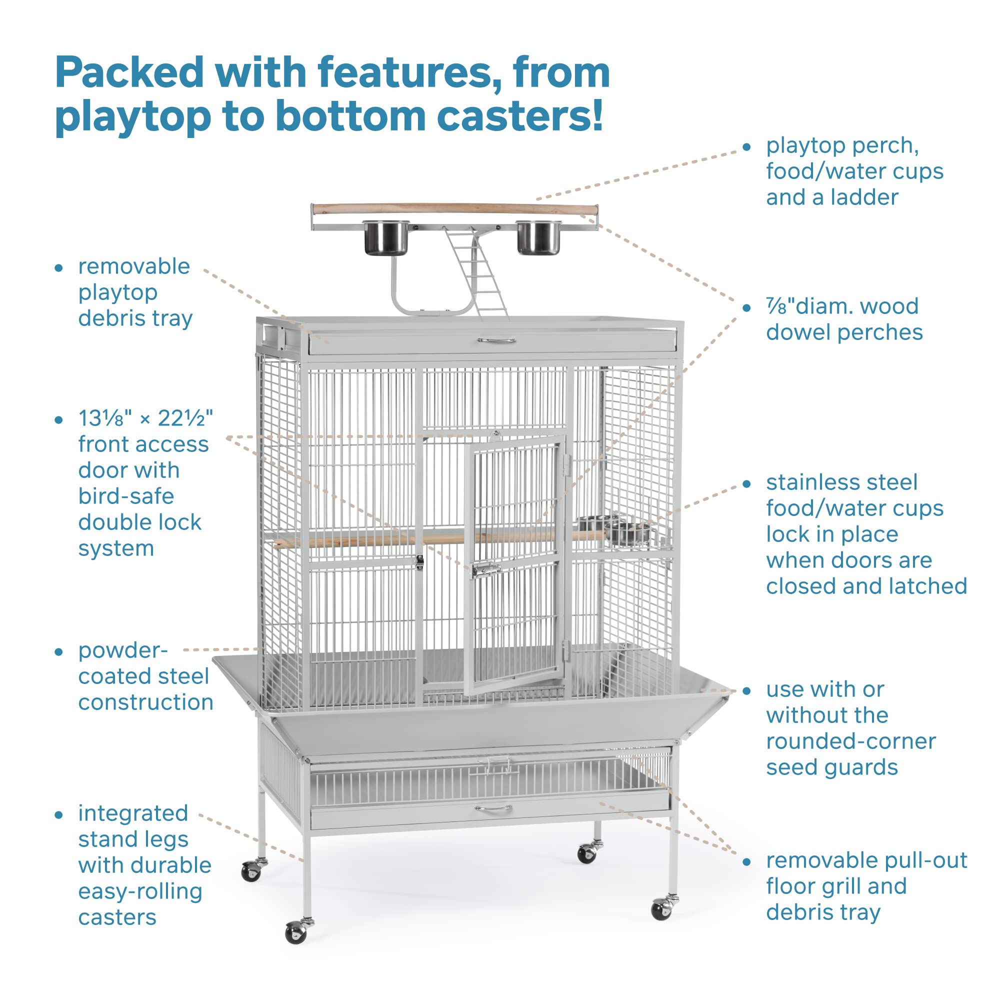 Prevue Pet Products Wrought Iron Select Bird Cage Pewter Hammertone 3151BLK