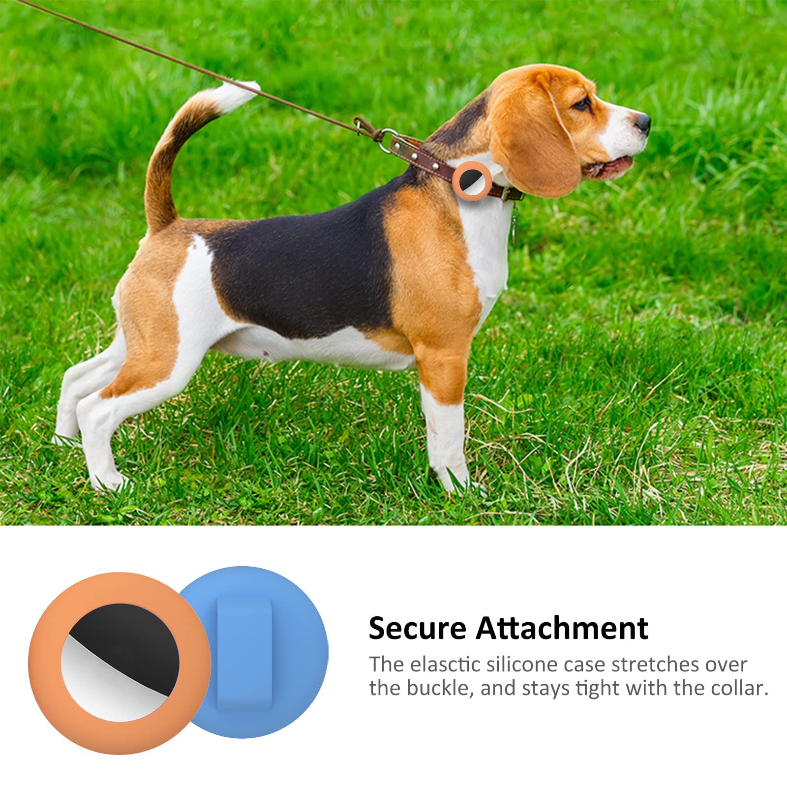 2022 Airtag Cat Collar Holder, Small Air Tag Cat Collar Holder Compatible With Apple Airtag Gps Tracker, 2Pack Waterproof Case Cover For Cat Dog Pet Collar Within 3/8 Inch (Orange&Skyblue)