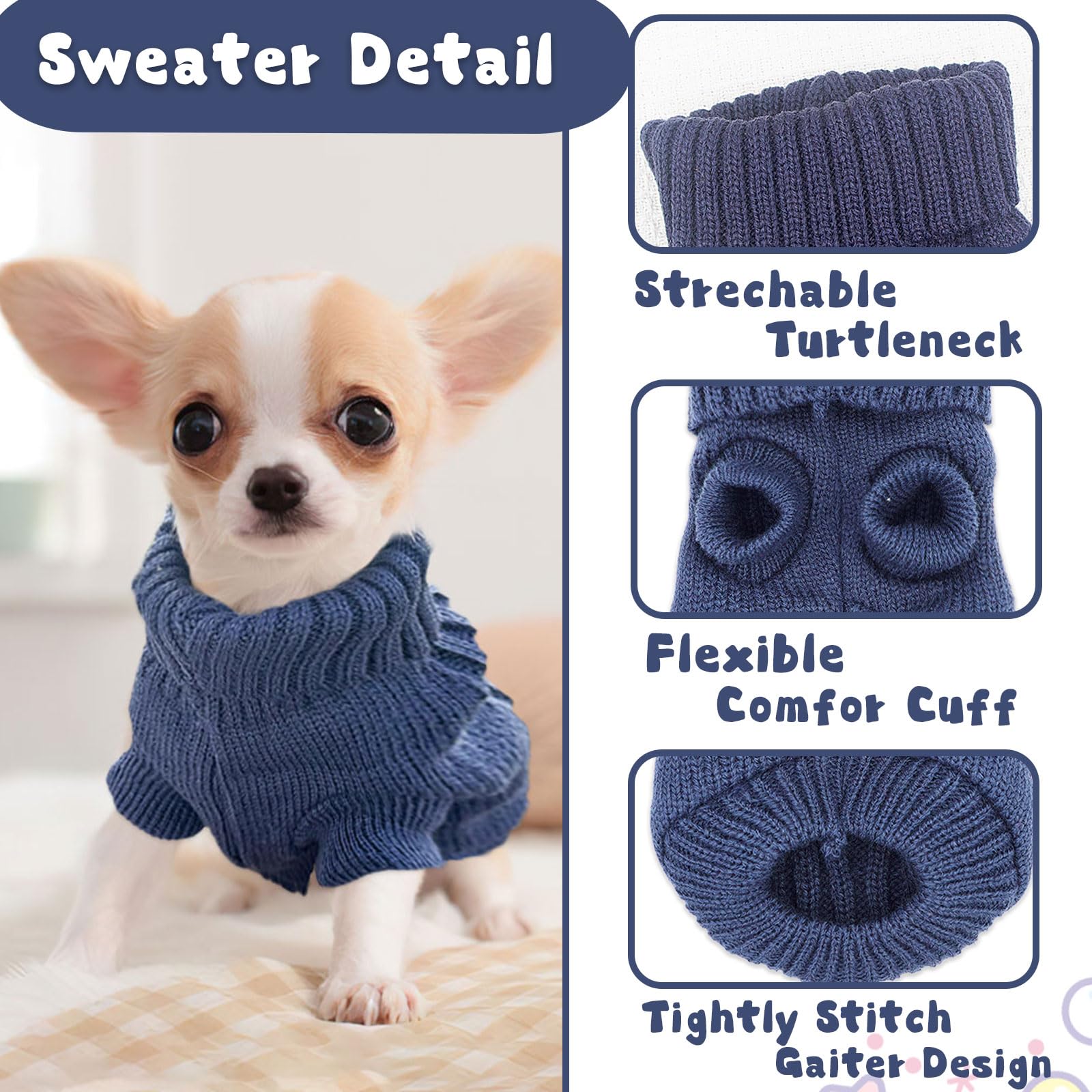 Dog Clothes For Puppy Winter Fall Sweaters - Small Dog Boys Warm Sweater - Teacup Yorkie (X-Small)