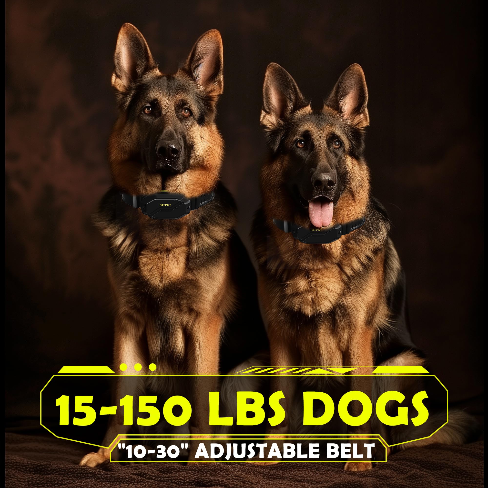 PATPET Dog Training Collar - 1.2 Mile Range, 101 Levels, Waterproof E Collar for Large Breeds, Remote Control, Black with Green