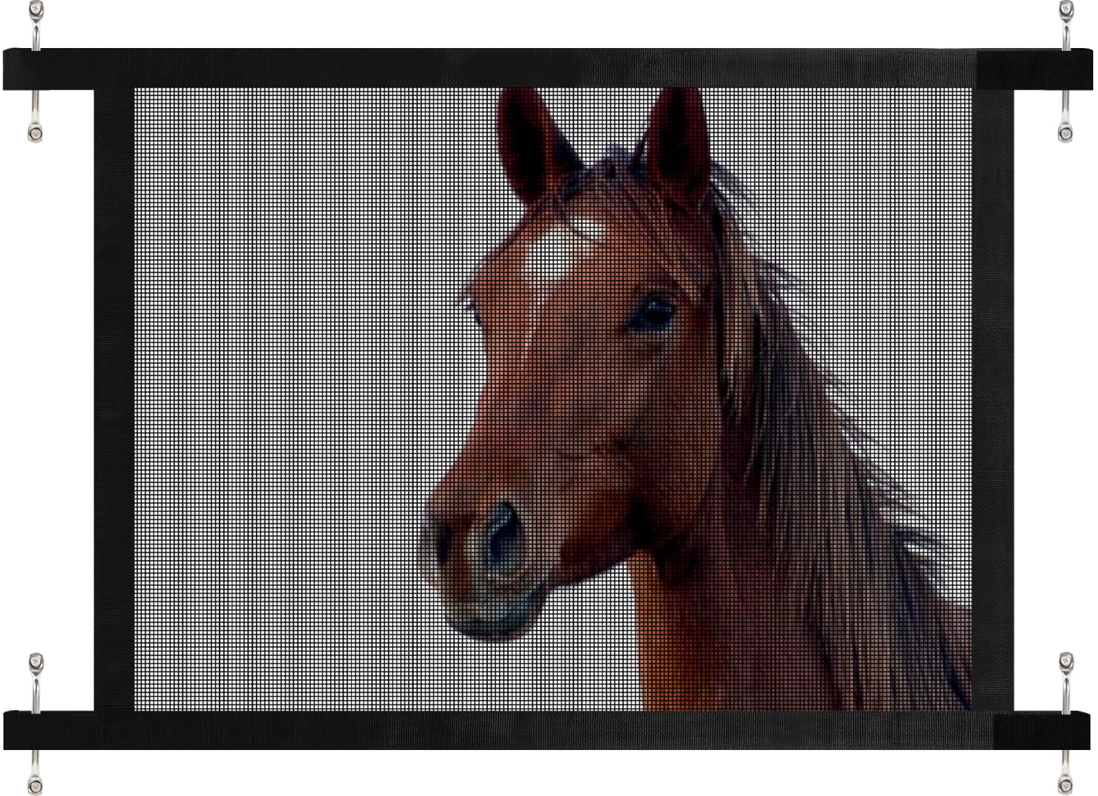 Hryoml Horse Trailer Window Screen With Hook And Loop, Horse Trailer Accessories To Protect The Horse'S Eyes And Ears From Bugs 