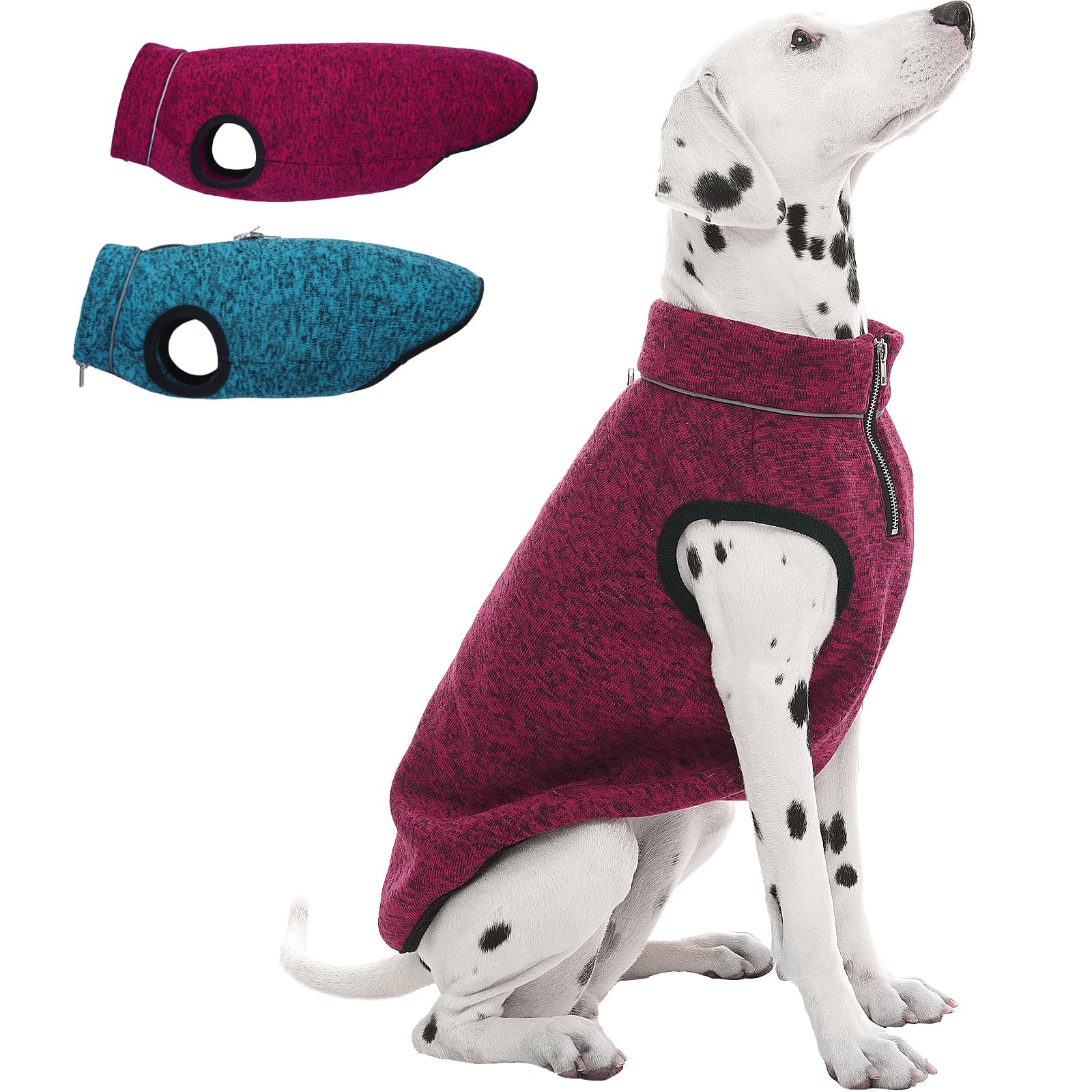 Rozkitch Dog Sweater, Dog Jacket With Fleece Lining, Knit Dog Coat For Small Dogs With Zipper Opening For Harness, Fleece Dog Ja