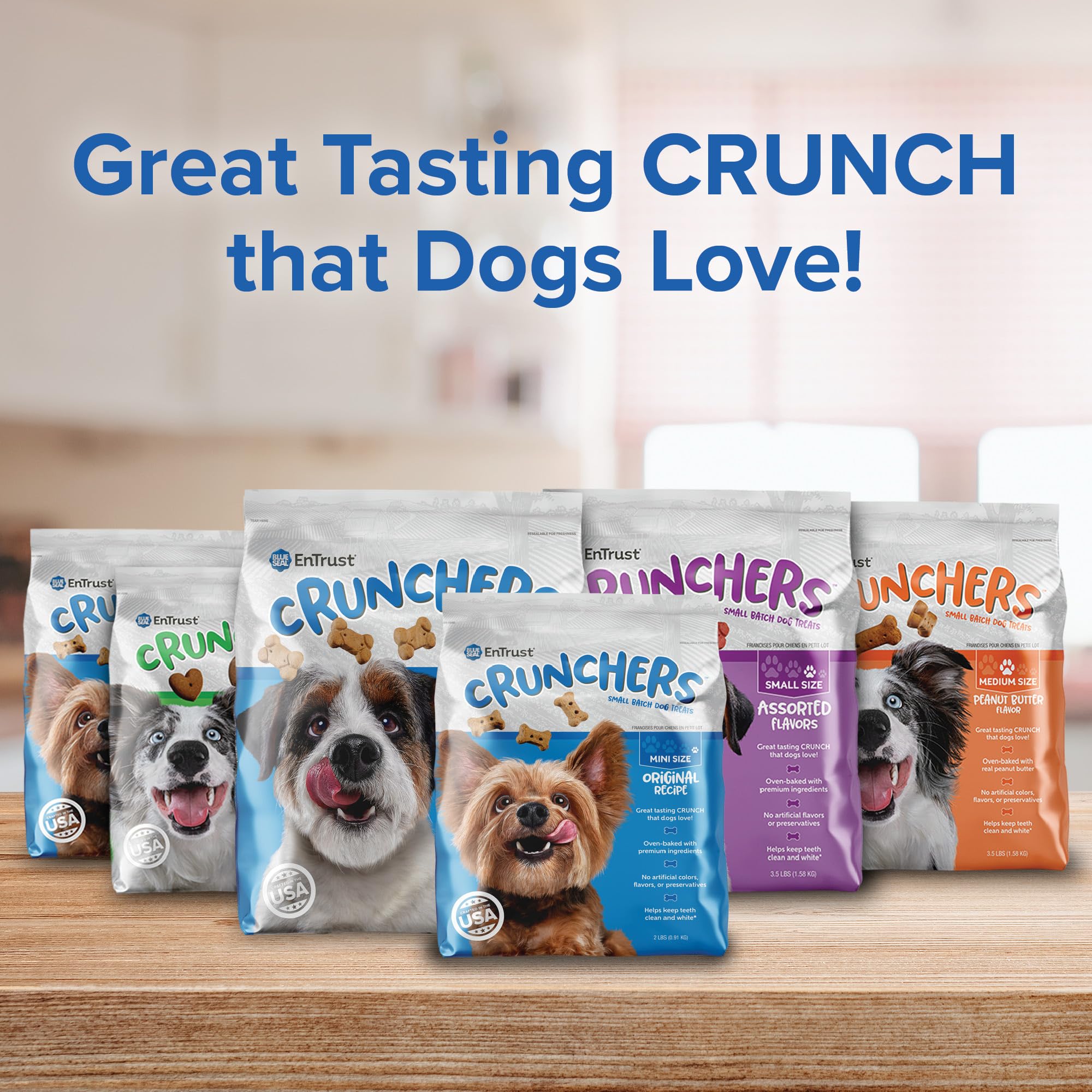 Blue Seal Kent Entrust Crunchers - Mini Dog Treats, Original Recipe - Crunchy Oven Baked Biscuits with Premium Ingredients, Heal