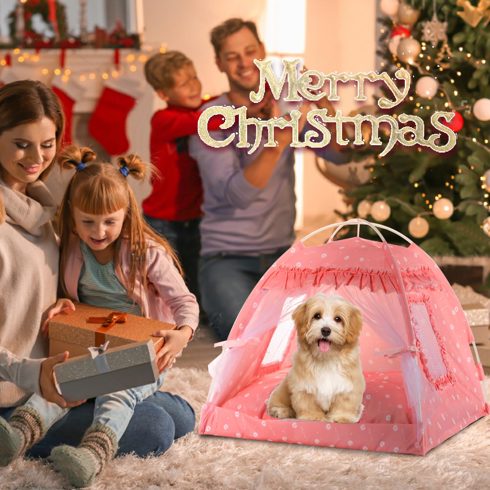 Seimmie Cat Princess Bed Tent House - Kitty Cute Tent Indoor,Small Dog House Indoor/Outdoor Cave Nest Bed Small Dog Tent For Cat