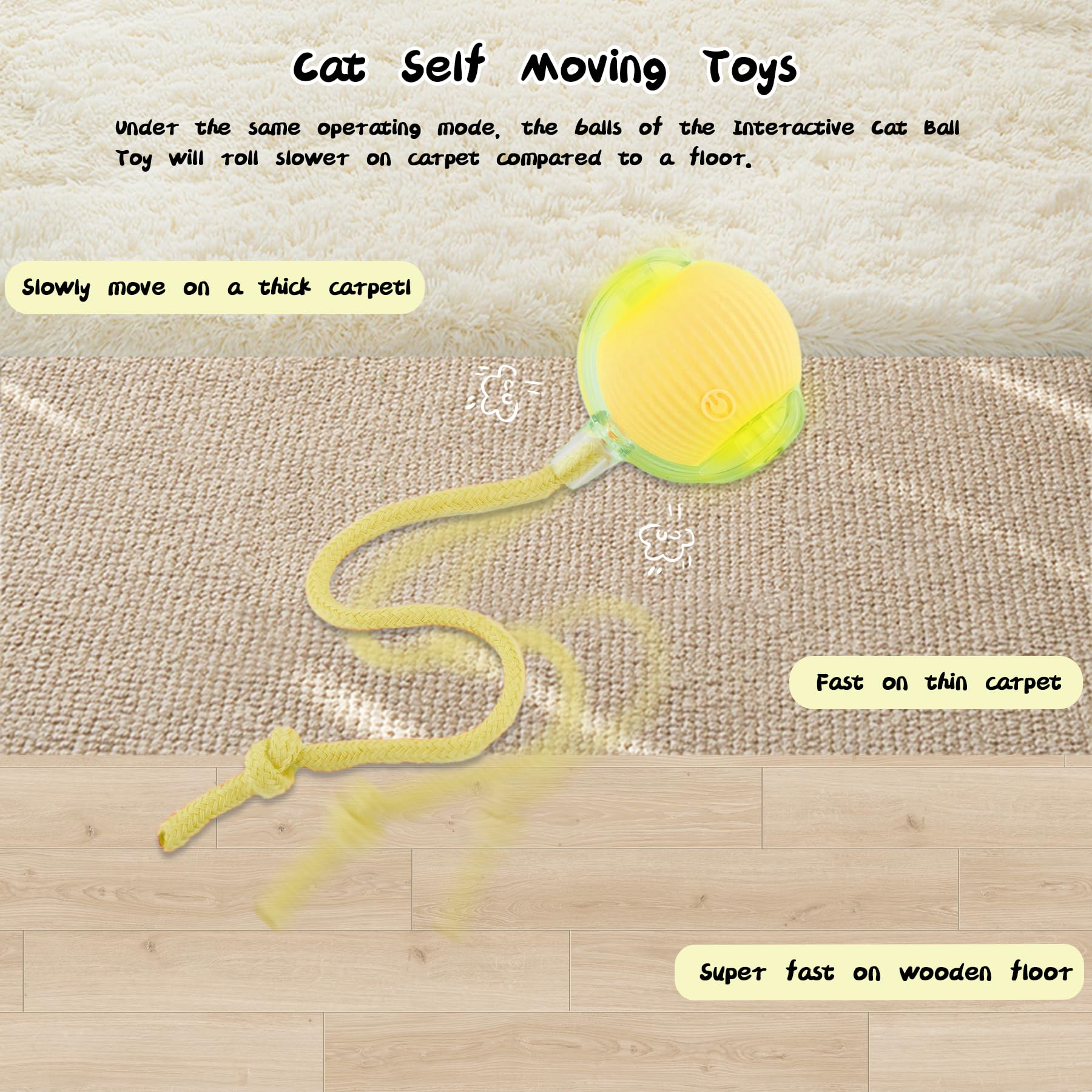 Lelean Automatic Rollie Cat Chase Ball Toy - Smart Interactive Pet Toy With 360 Rotating Motion, Rechargeable & Auto-Rolling Ele