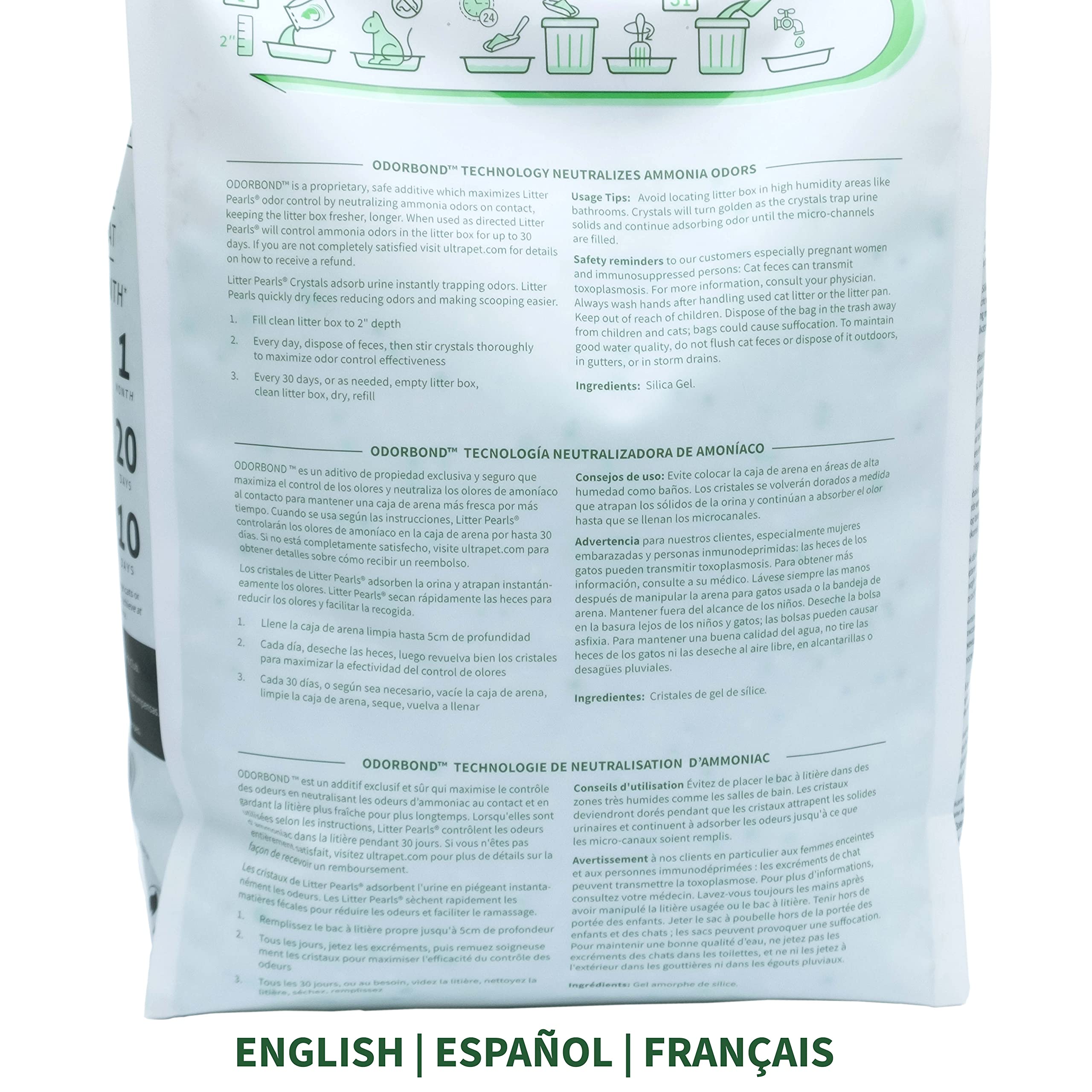 Litter Pearls Crystal Clear Unscented Non-Clumping Crystal Cat Litter With Odorbond, 7 Lb