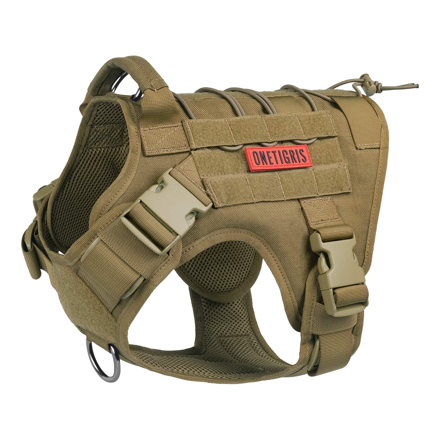 OneTigris Dog Harness,Tactical Dog Harness with Handle,No-Pull Service Dog Vest with Hook & Loop Panels,Adjustable Dog Vest Harn