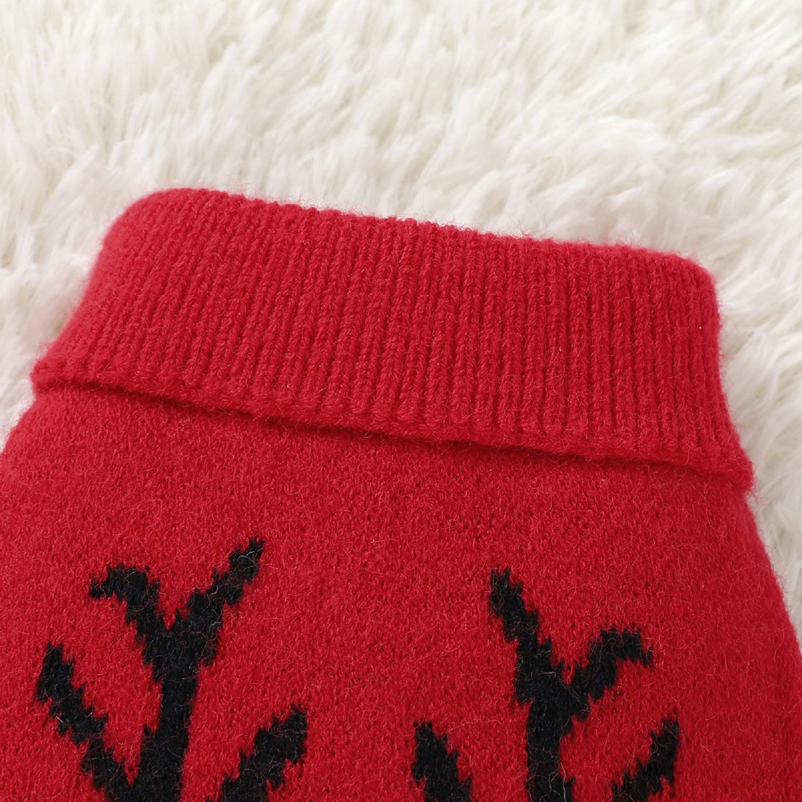 Zjyufy Christmas Dog Sweater Small Dog Girl Sweater Xmas Soft Warm Reindeer Sweater Small Dog Knitted Sweater For Teacup Poodles