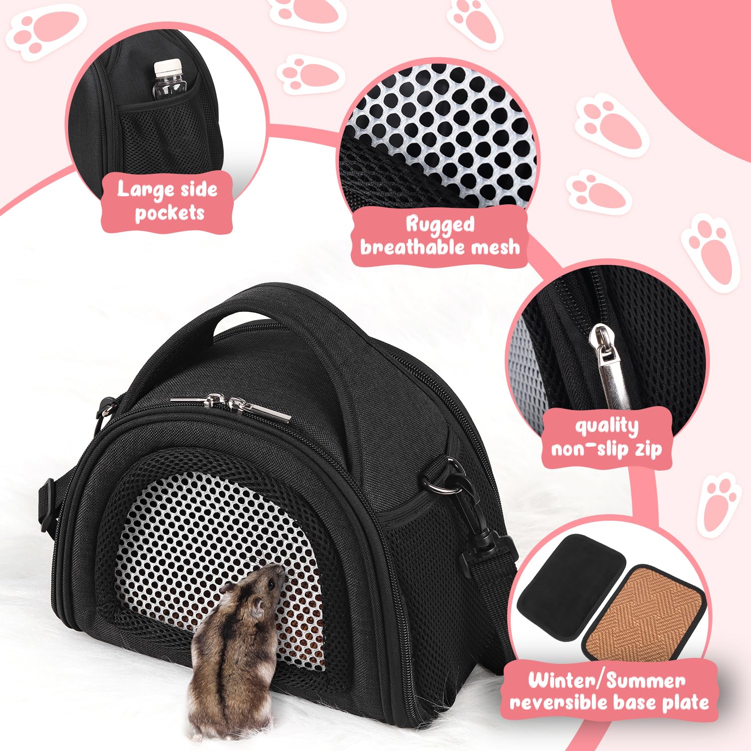 YUDODO Hamster Carrier Guinea Pig Carrier Bag Small Animal Sugar Glider Pouch Gerbil Hedgehog Portable Travel Carrier Outdoor Ha